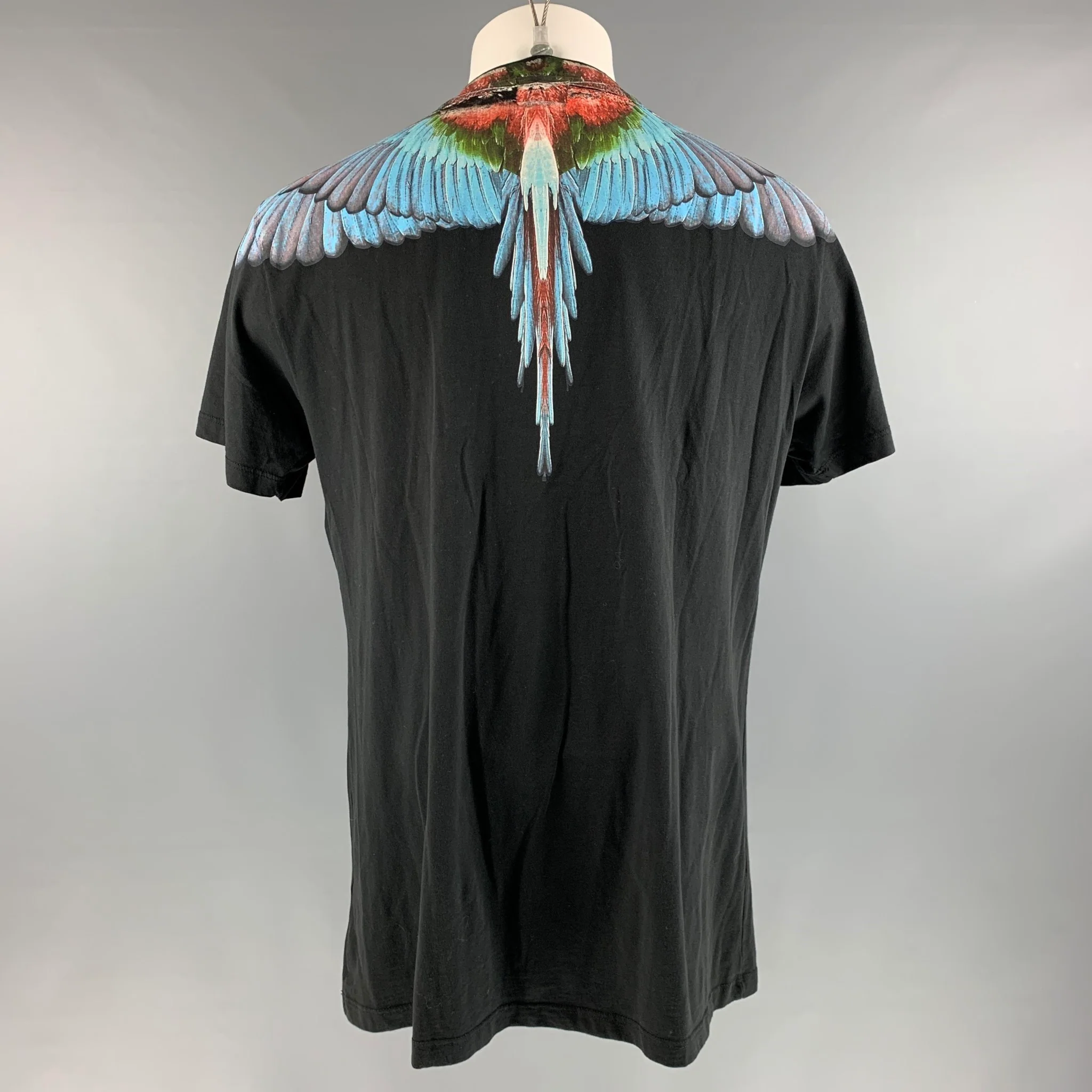 MARCELO BURLON Size M Black Blue Cotton Short Sleeve T-shirt - Image 5