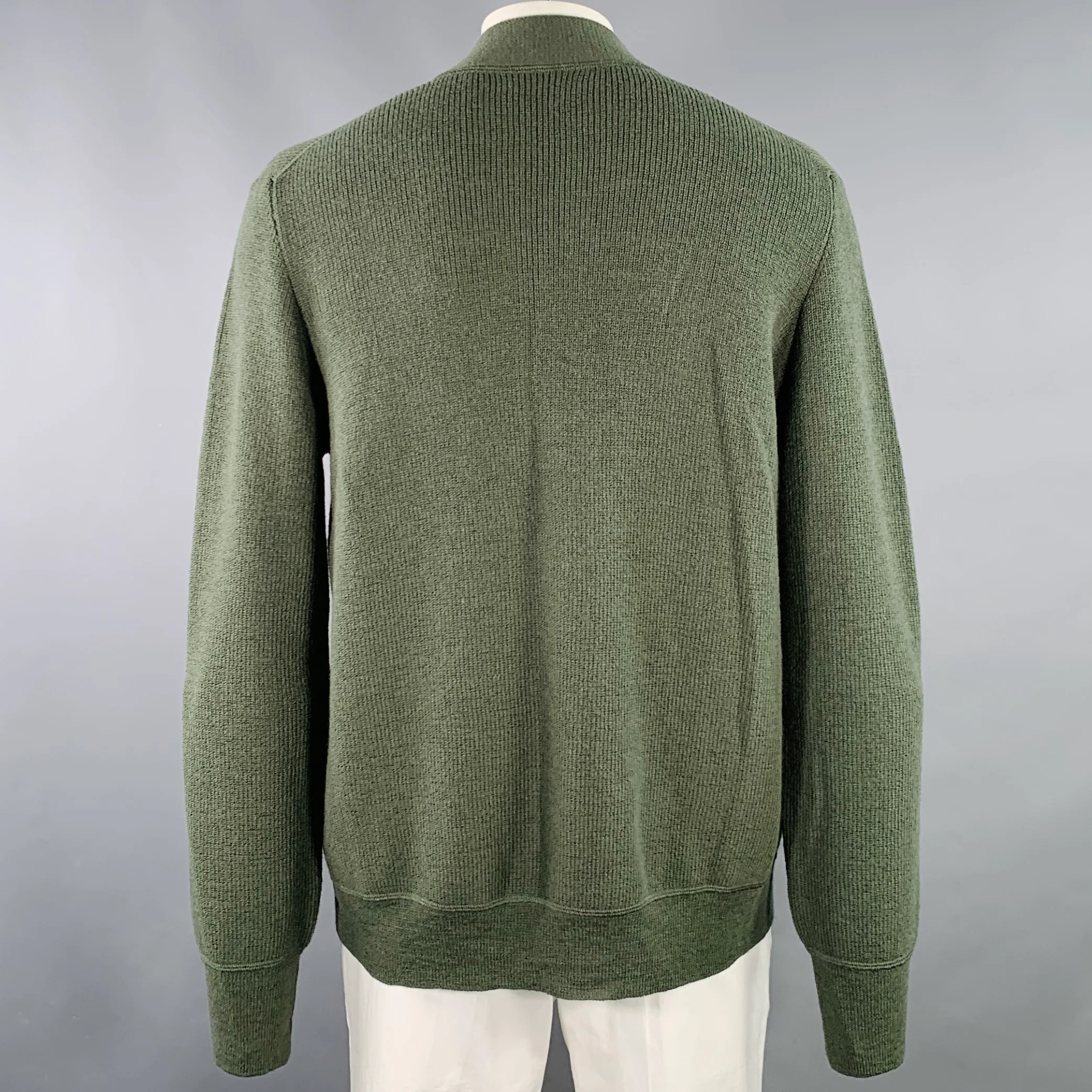 MARGARET HOWELL Size L Green Sage Knit Merino Wool V-Neck Cardigan - Image 3