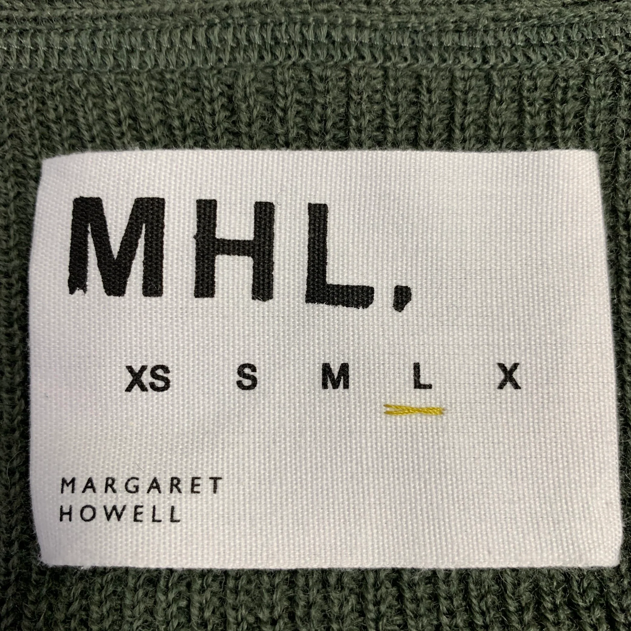 MARGARET HOWELL Size L Green Sage Knit Merino Wool V-Neck Cardigan - Image 4
