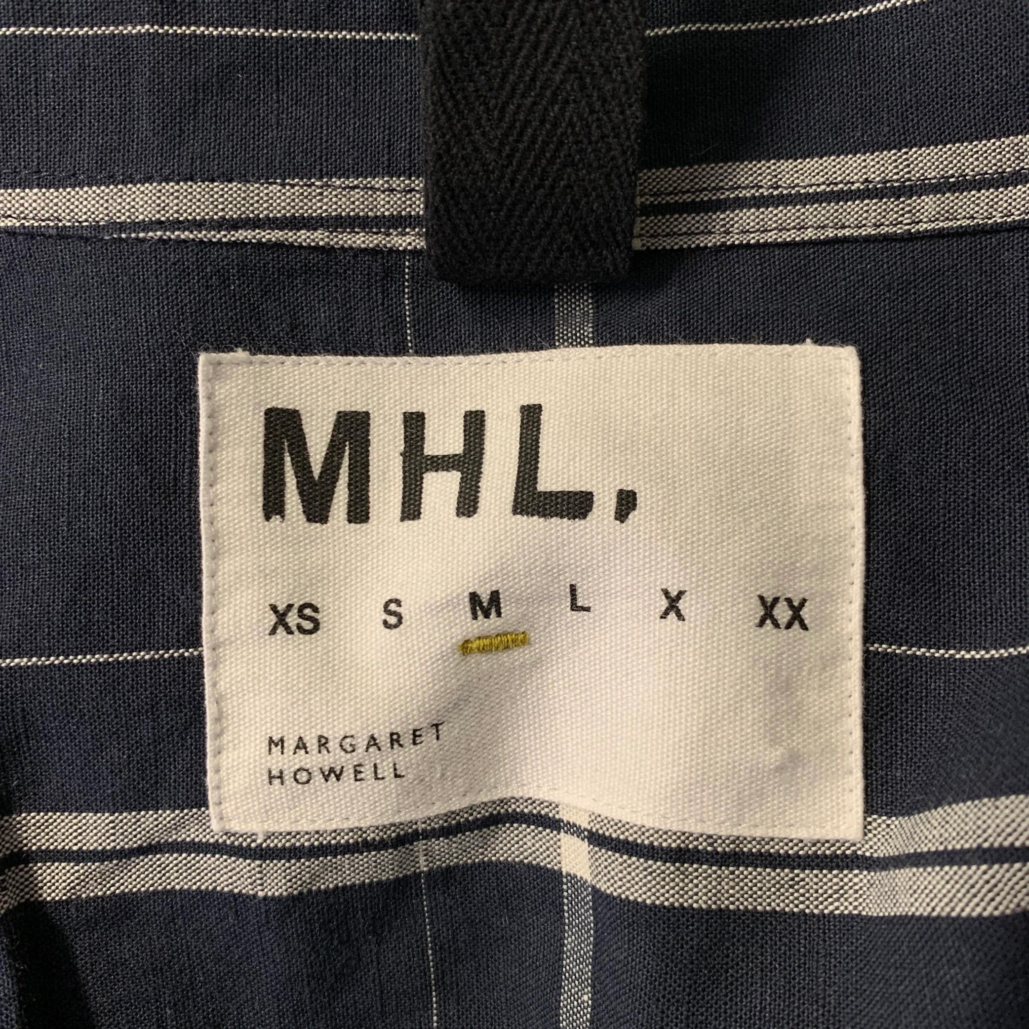 MARGARET HOWELL Size M White Navy Tartan Linen Cotton Wool Long Sleeve Shirt - Image 5