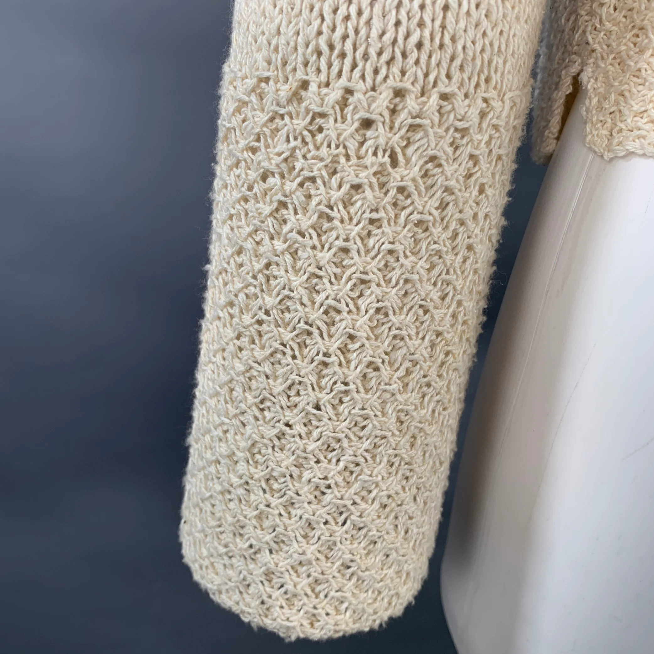 MARGARET OLEARY Size 2 Beige Cotton Silk Textured Knit Tied Front Cardigan - Image 6