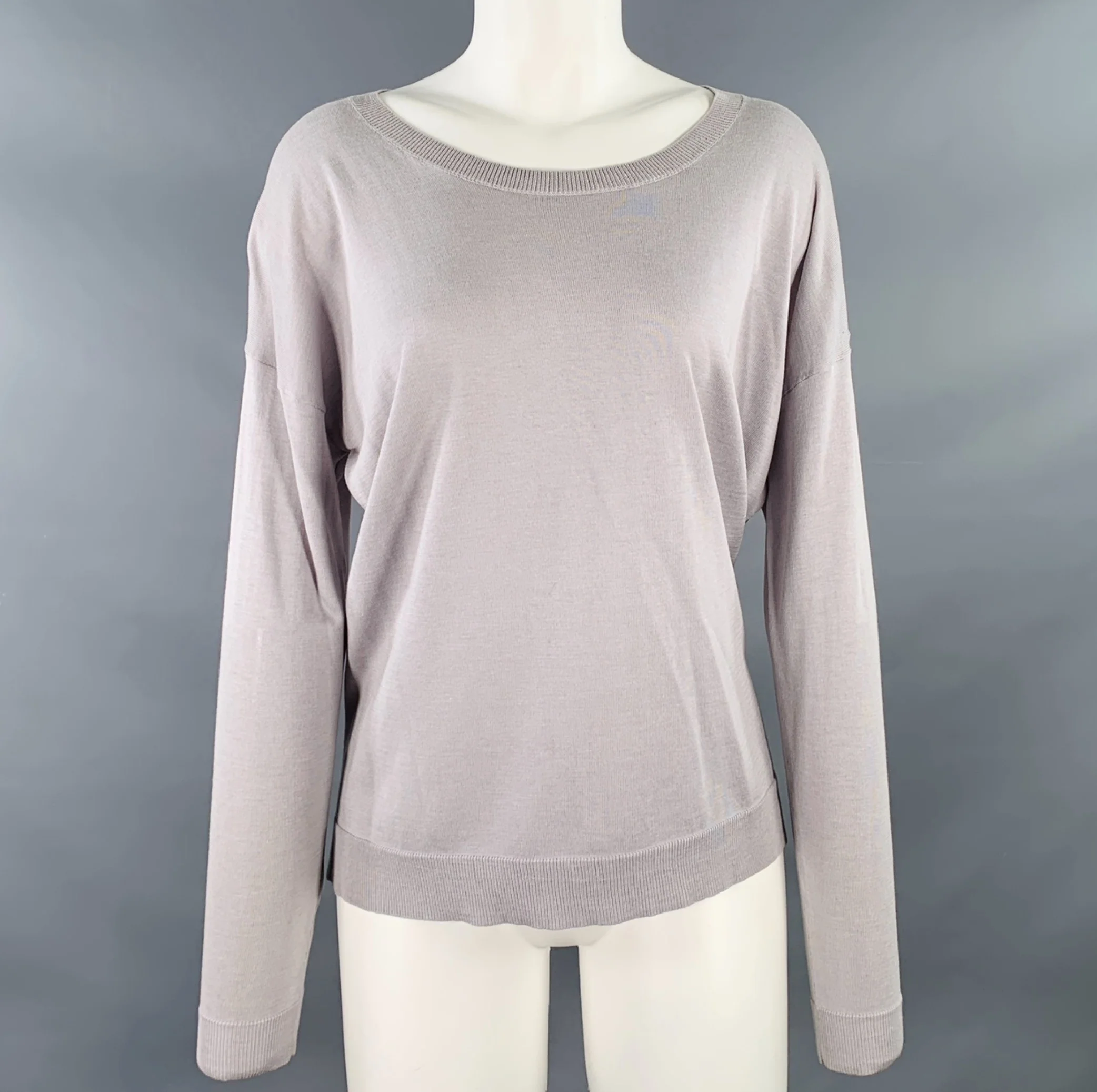 MARGARET OLEARY Size M Cotton Silk Long Sleeve Scoop Neck Casual Top