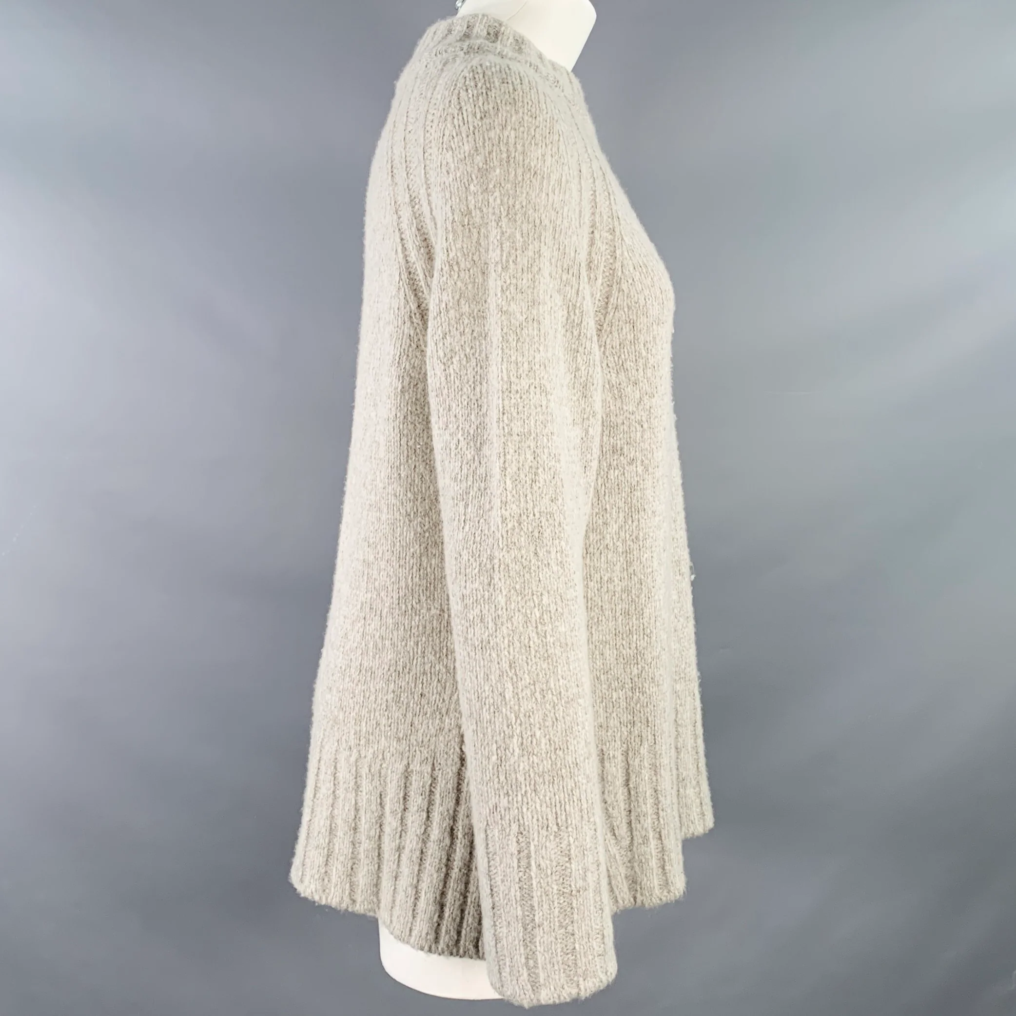 MARGARET OLEARY Size M Grey Merino Wool Cashmere Textured Sweater - Image 2