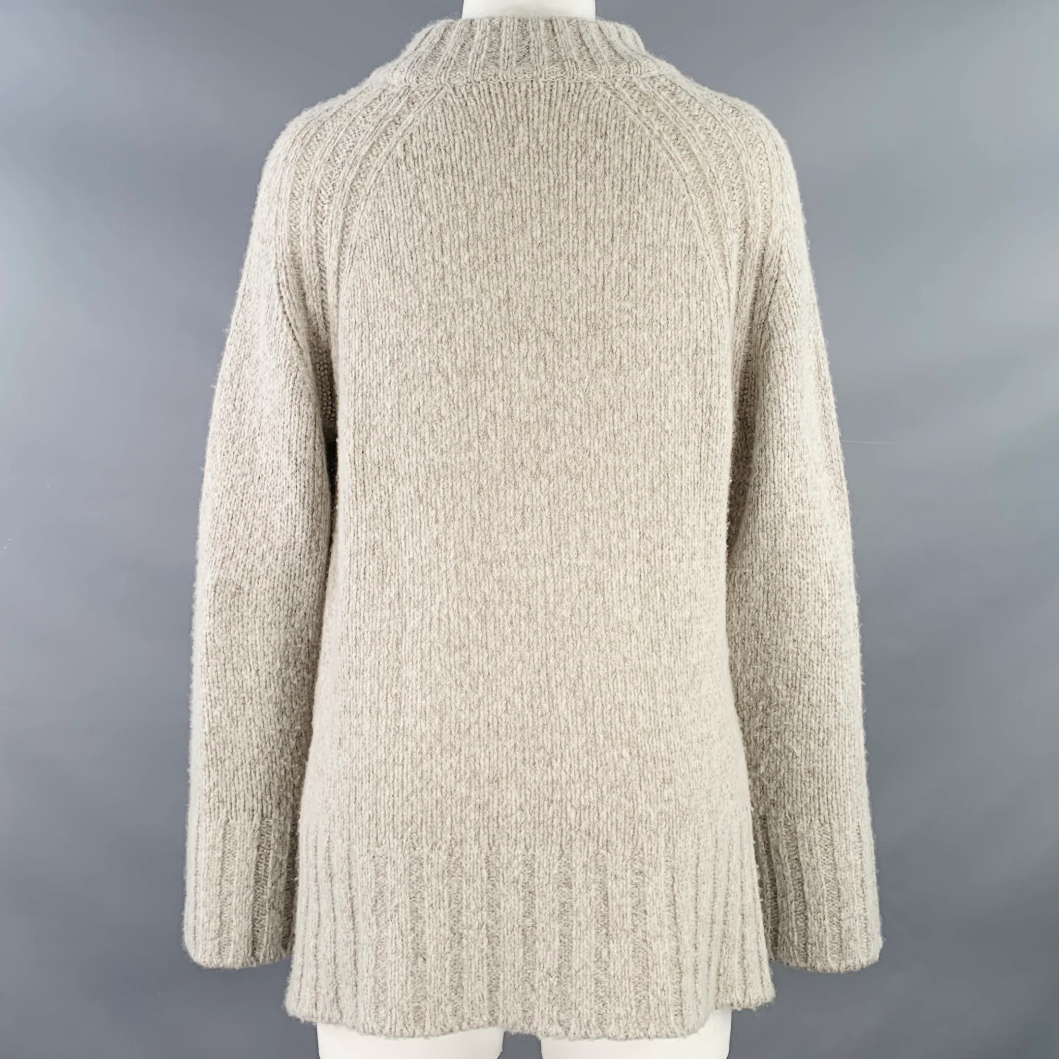 MARGARET OLEARY Size M Grey Merino Wool Cashmere Textured Sweater - Image 3