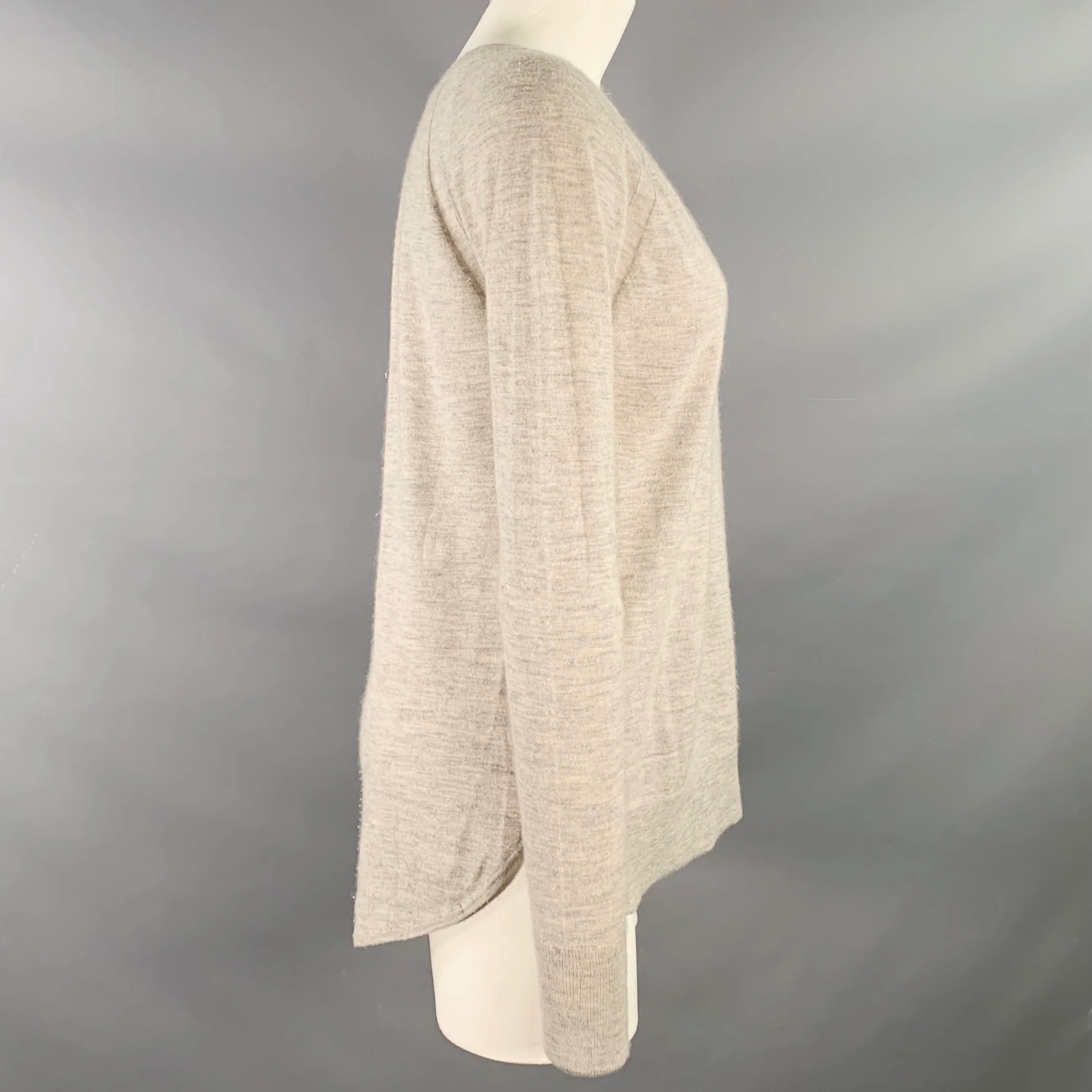 MARGARET OLEARY Size XS Grey Cashmere Heather V-Neck Pullover - Image 2