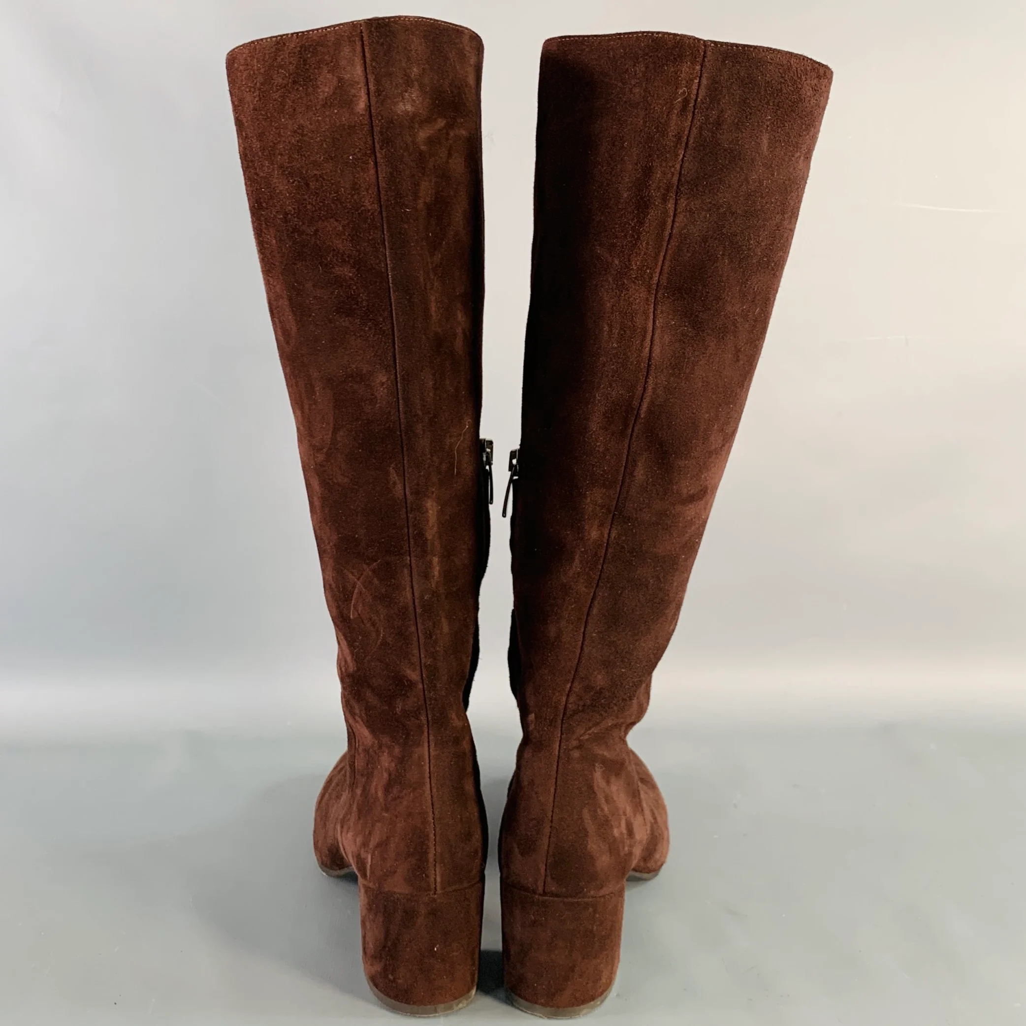 MARGAUX Size 7 Brown Suede Calf High Side Zipper Boots - Image 3