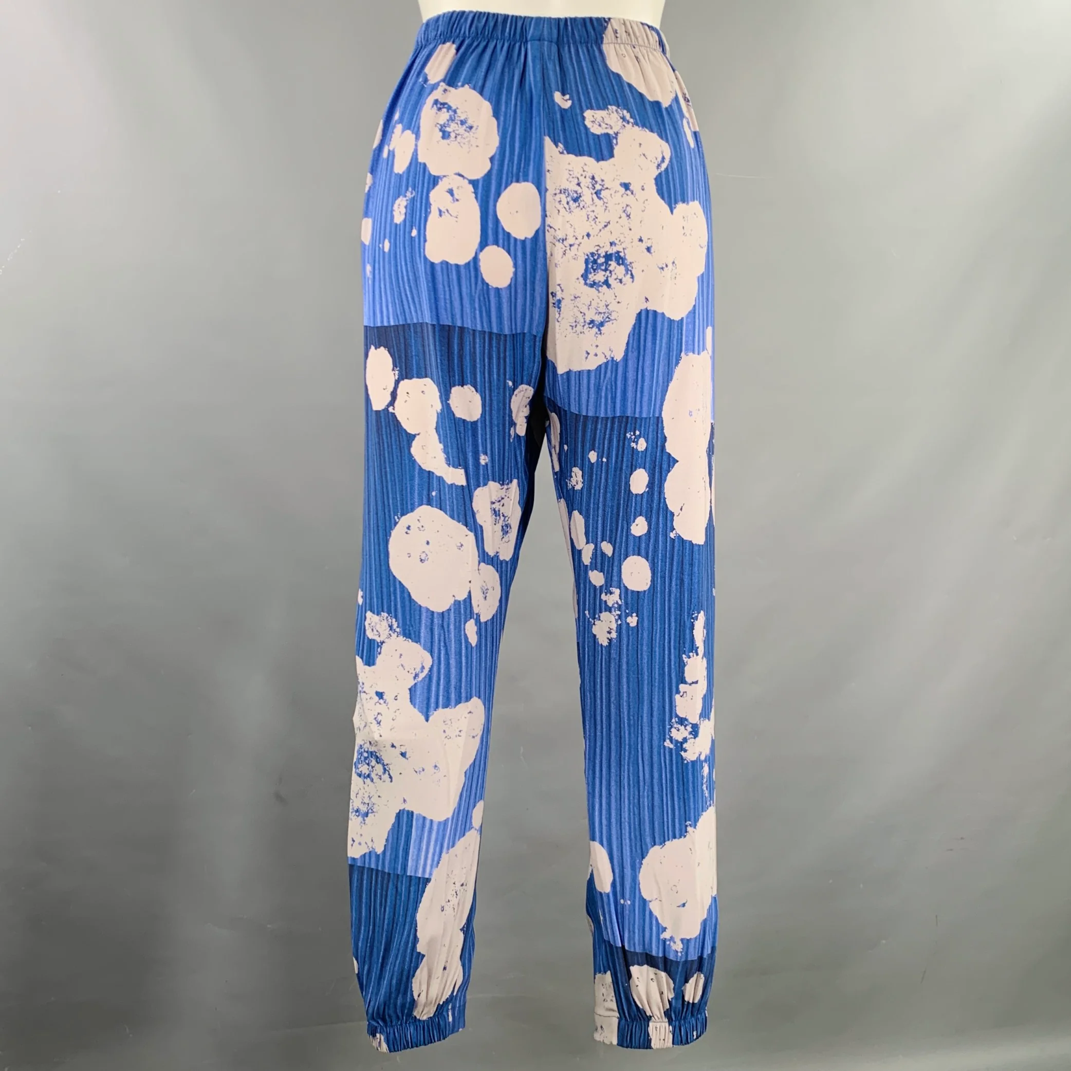 MARIA CORNEJO Size 8 Blue Grey Silk Blend Abstract Casual Pants - Image 2