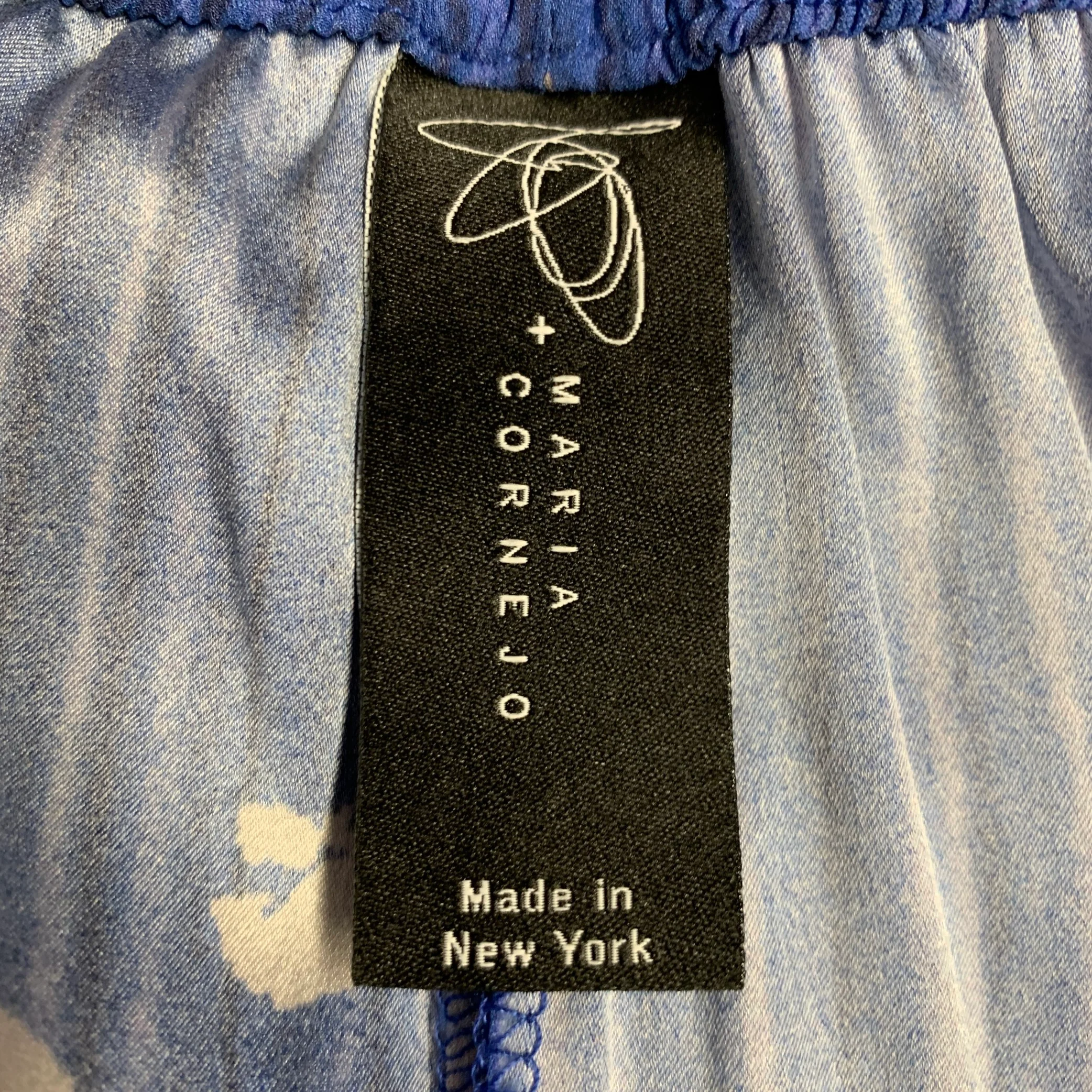 MARIA CORNEJO Size 8 Blue Grey Silk Blend Abstract Casual Pants - Image 3