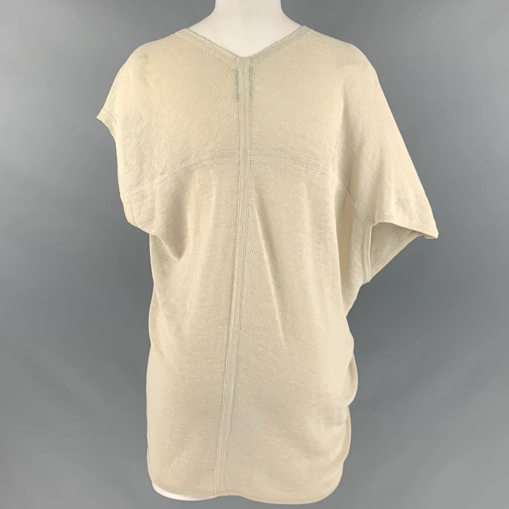 MARIA CORNEJO Size L Beige Linen Nylon Sleeveless Casual Top - Image 4
