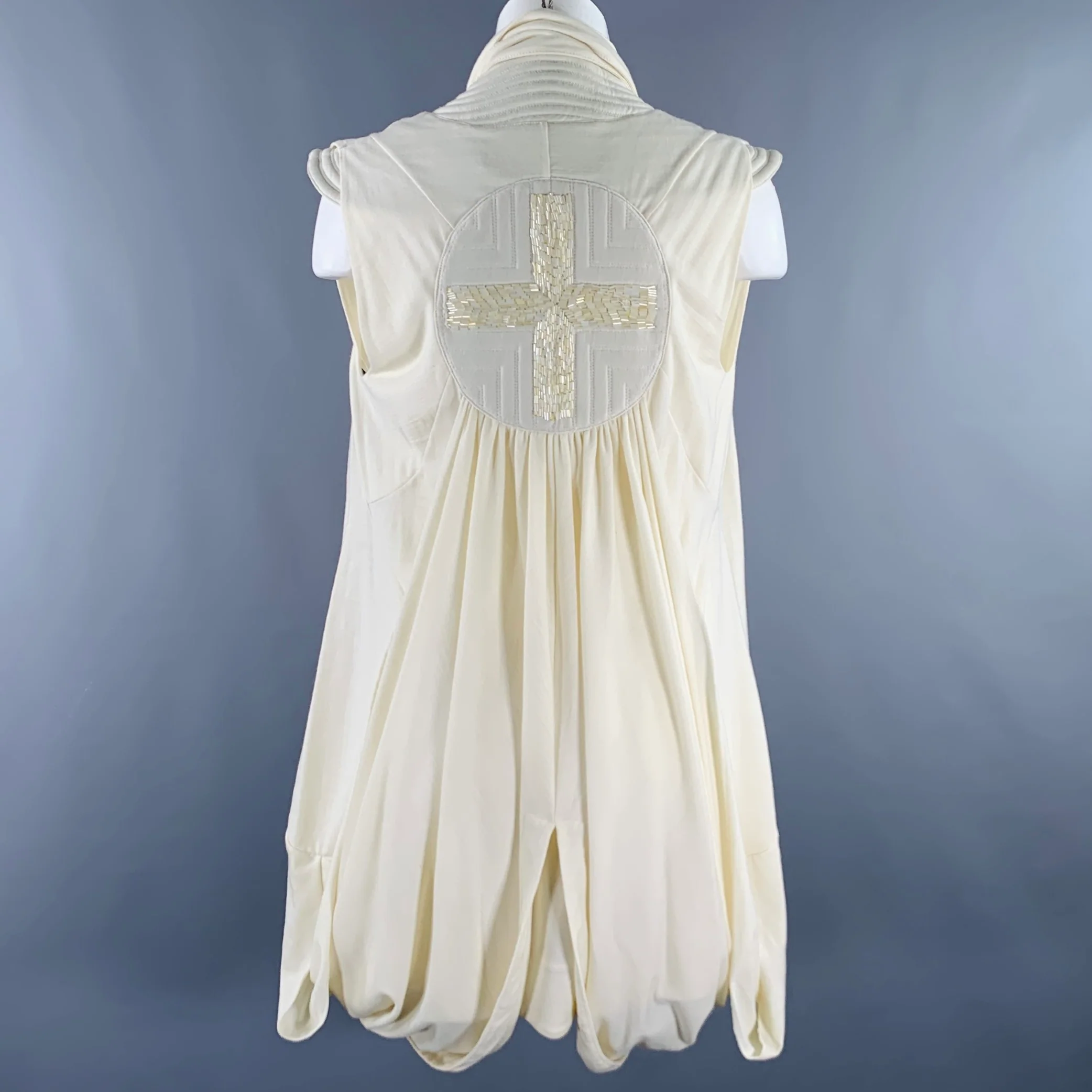 MARIANO TOLEDO One Size Cream Draped Belted Vest - Image 4