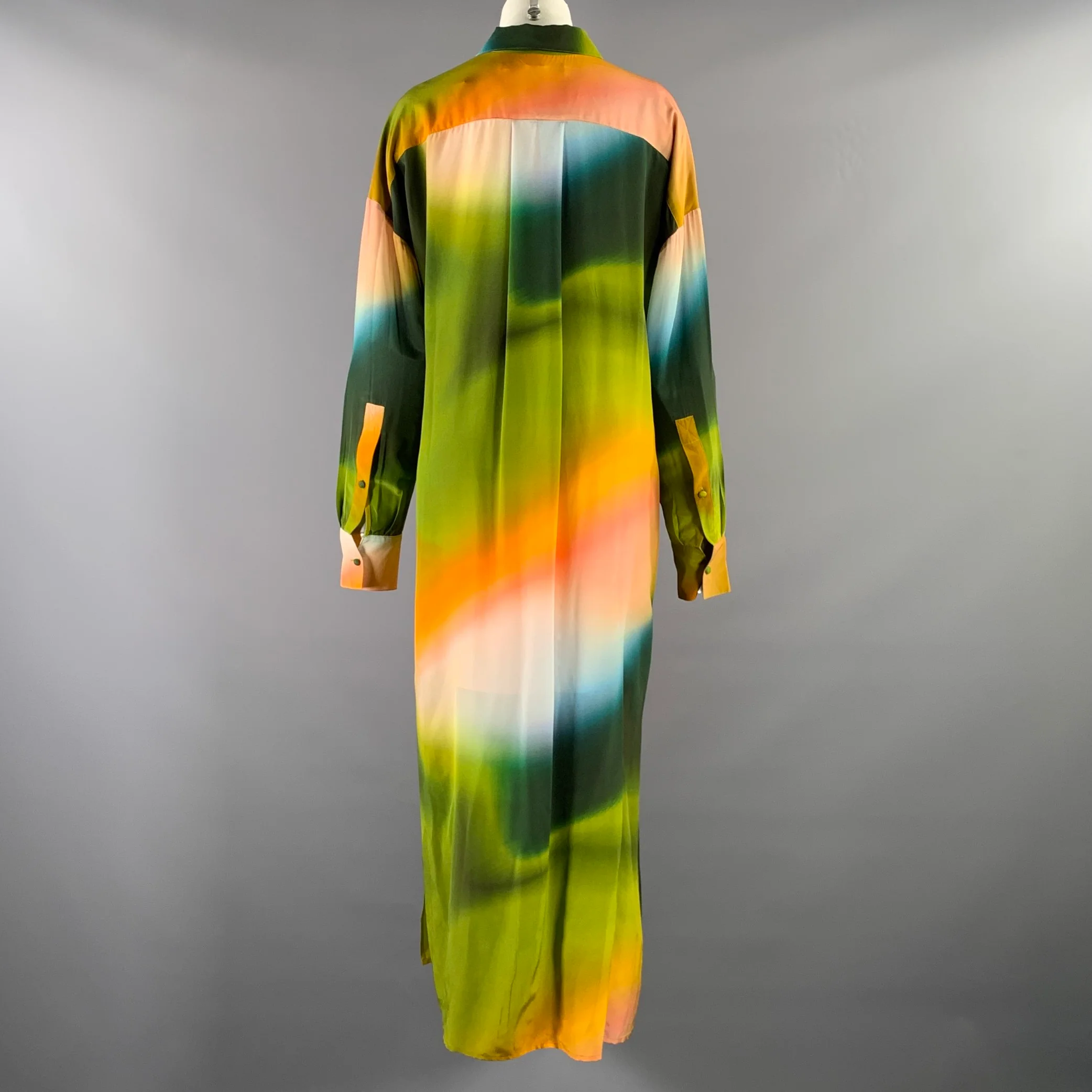 MARIE OLIVER Size S Olive Orange White Silk Tunic Dress - Image 4