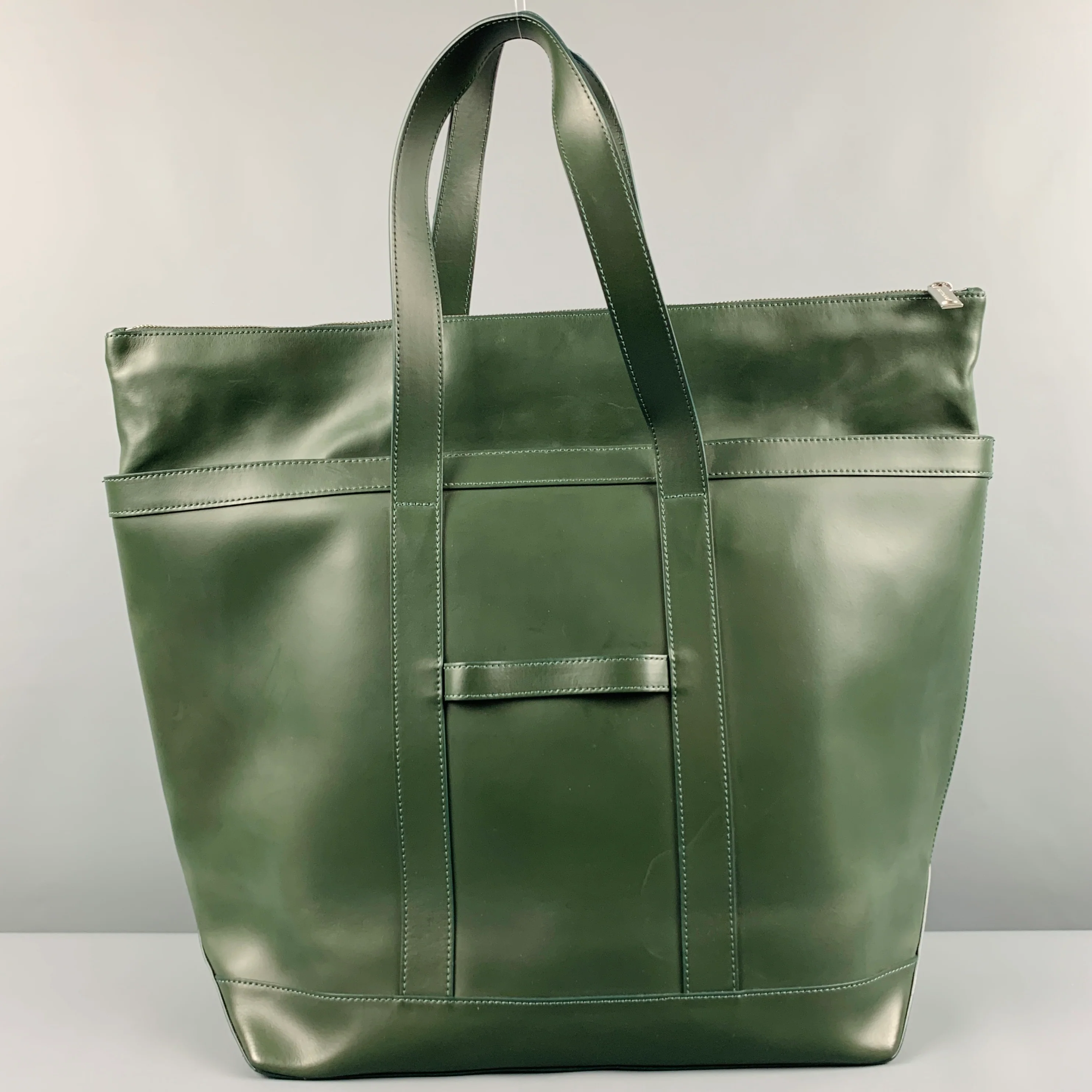 MARIMEKKO Green Leather Tote Handbag - Image 4