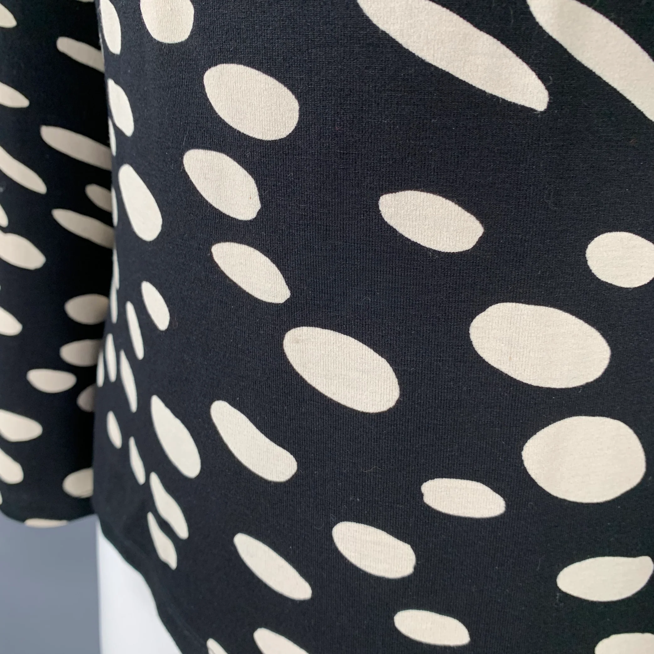 MARIMEKKO Size M Black White Jersey Dots Mock Neck Pullover - Image 4