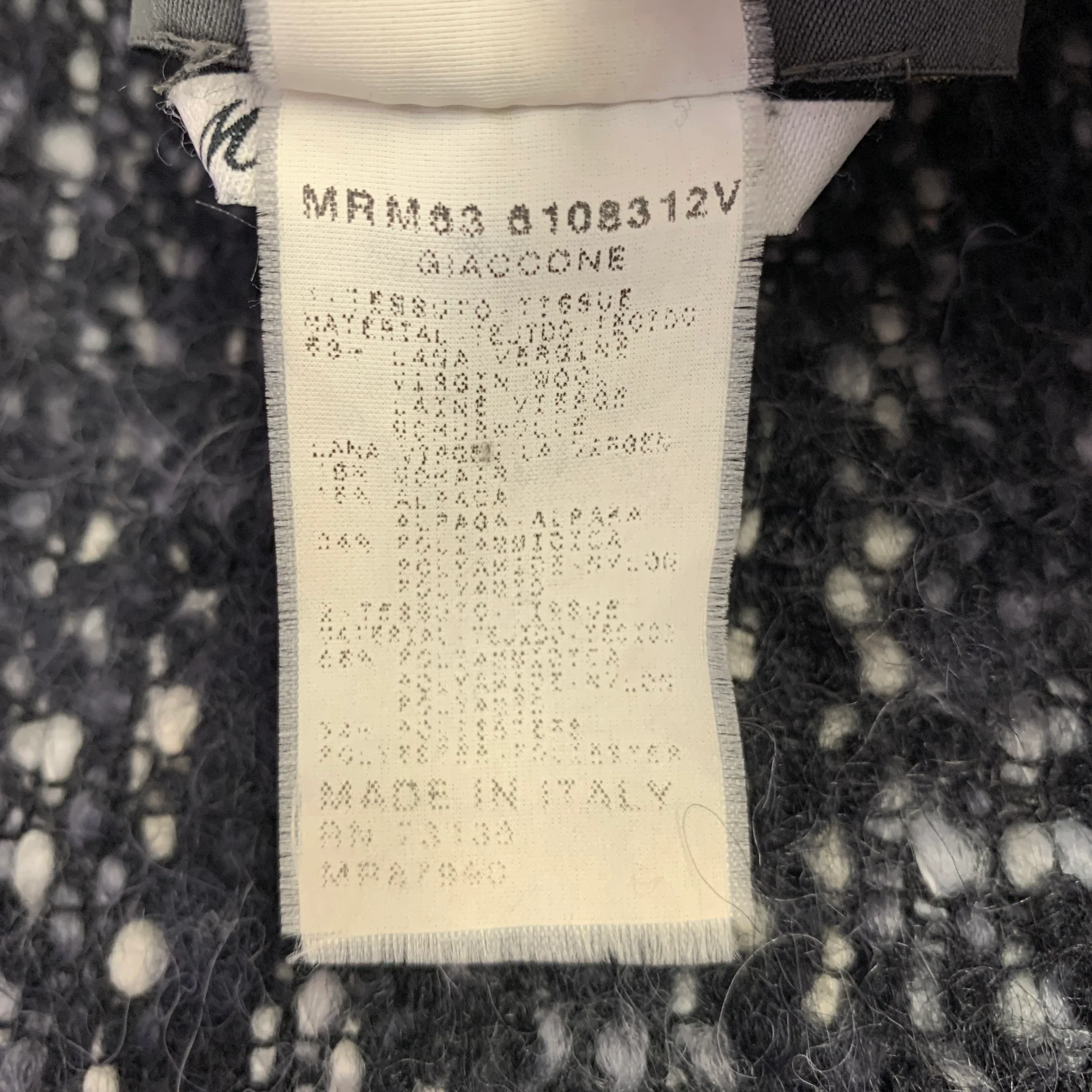 MARINA RINALDI Size M Black White Wool Blend Tweed Reversible Coat - Image 6
