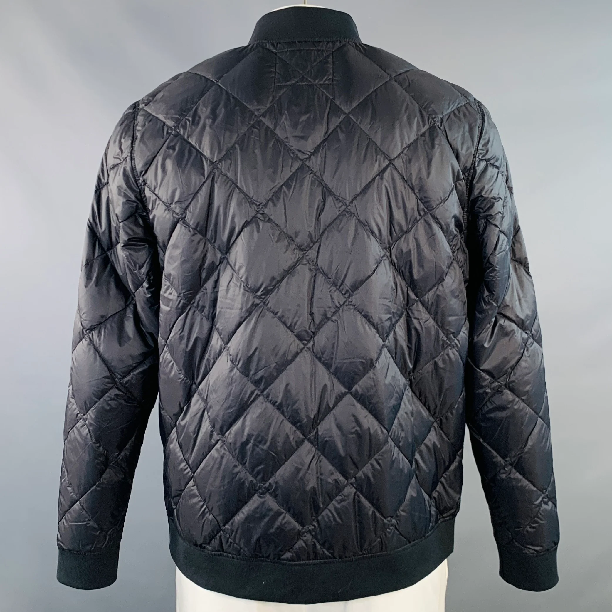 MARINE LAYER Fall 2023 Size L Rhett Navy Quilted Nylon Zip Up Jacket - Image 3