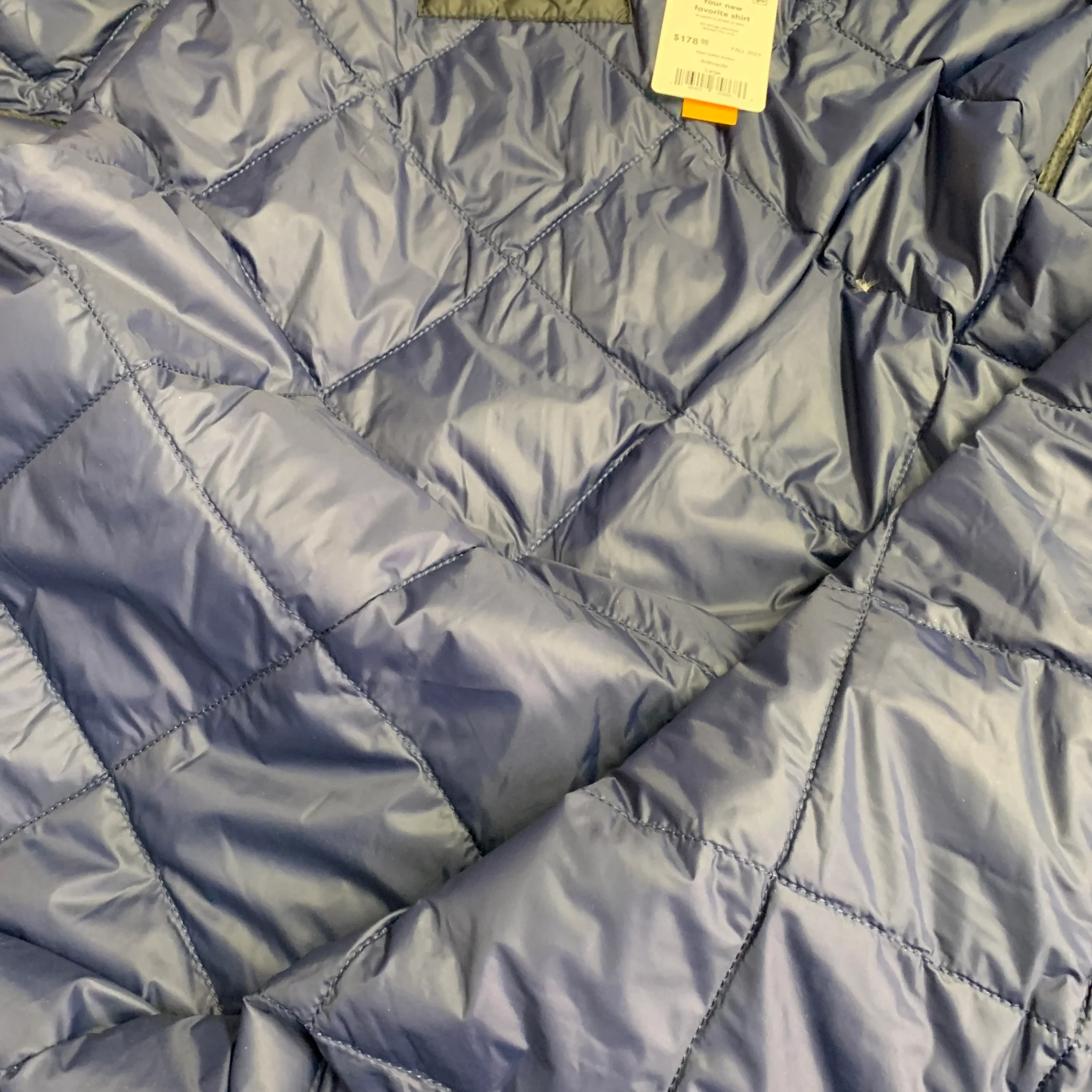 MARINE LAYER Fall 2023 Size L Rhett Navy Quilted Nylon Zip Up Jacket - Image 5