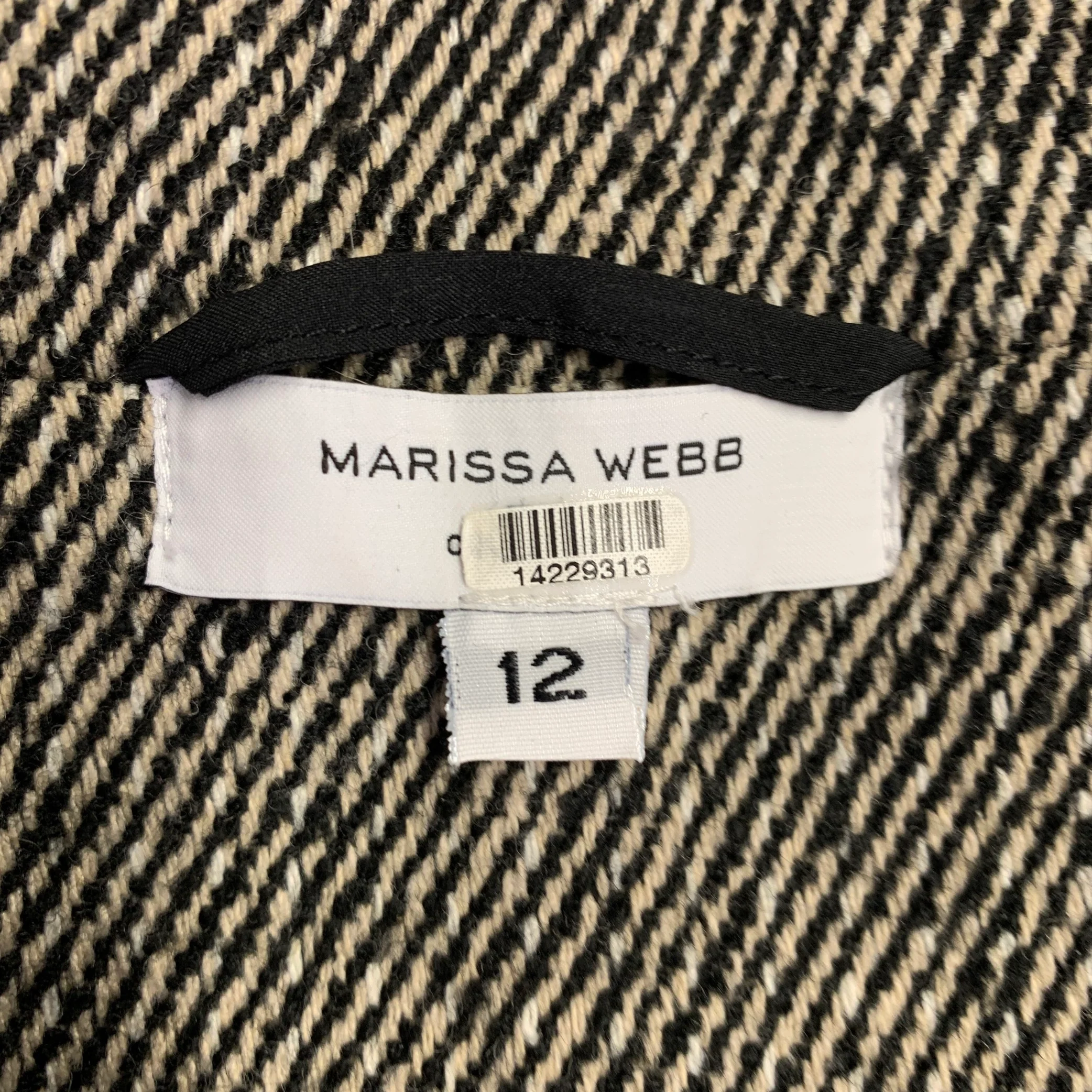 MARISSA WEBB Size 12 Black White Polyester Wool Tweed Cropped Jacket - Image 5