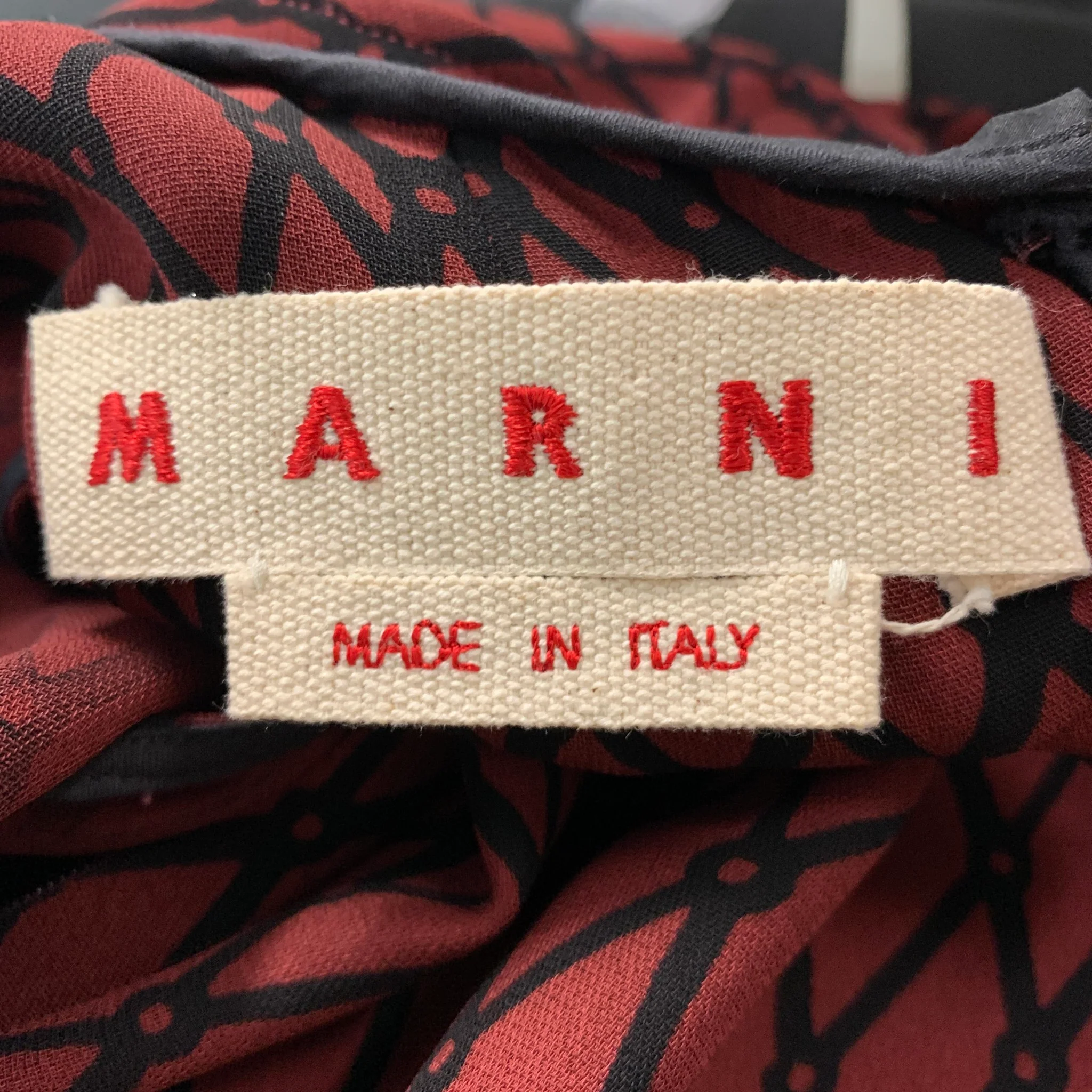 MARNI Size 2 Burgundy Black Viscose Rhombus Sleeveless Dress - Image 5