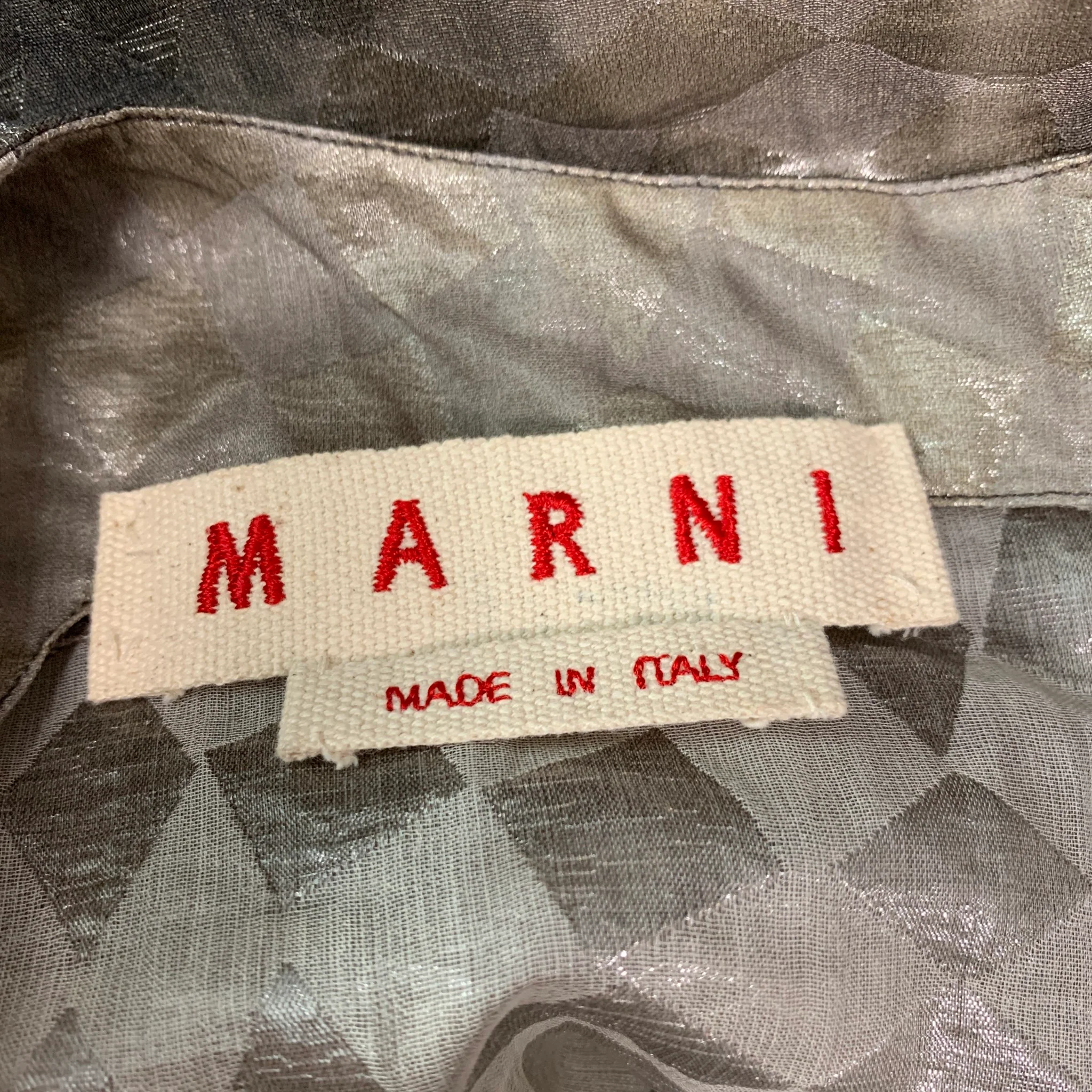 MARNI Size 2 Taupe Silver Silk &  Linen Textured Sleeveless Dress Top - Image 4