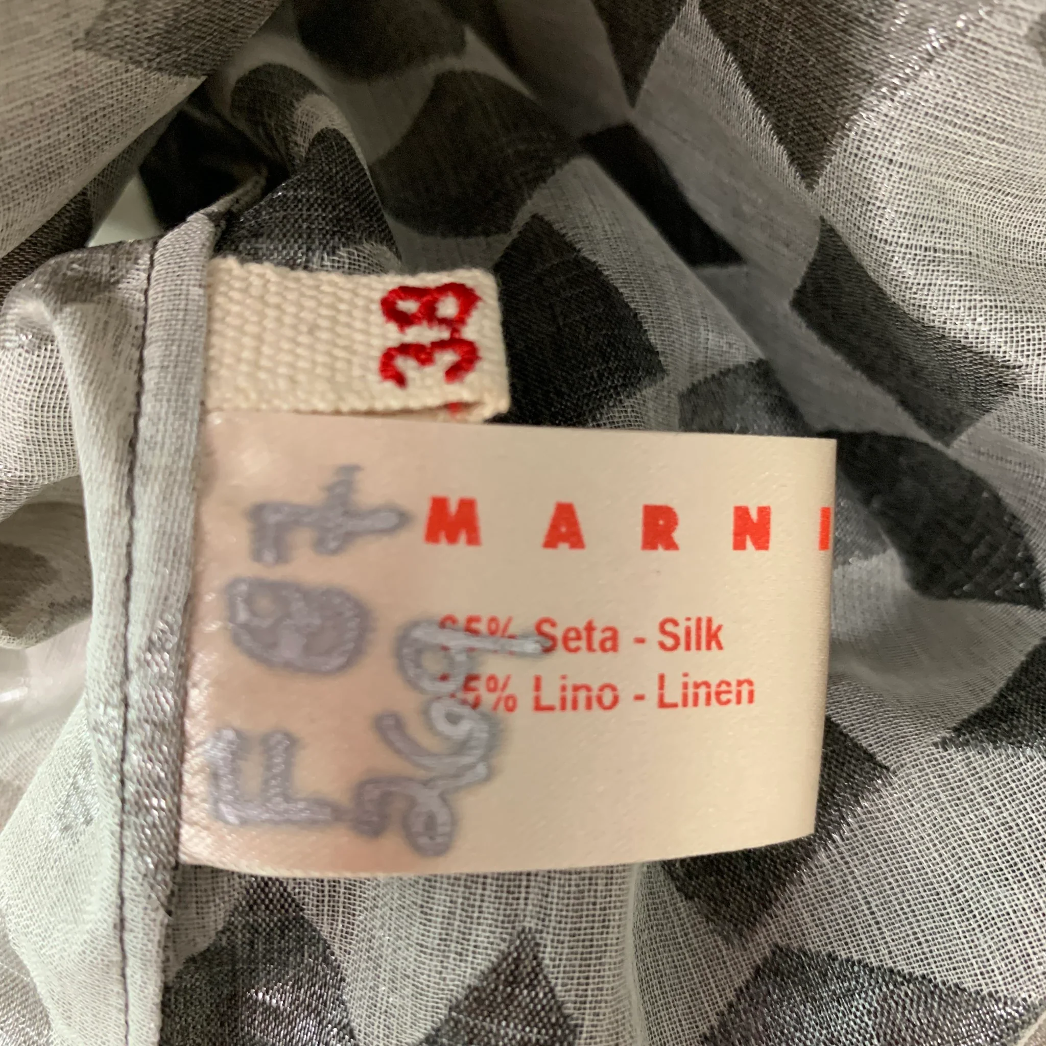 MARNI Size 2 Taupe Silver Silk &  Linen Textured Sleeveless Dress Top - Image 5