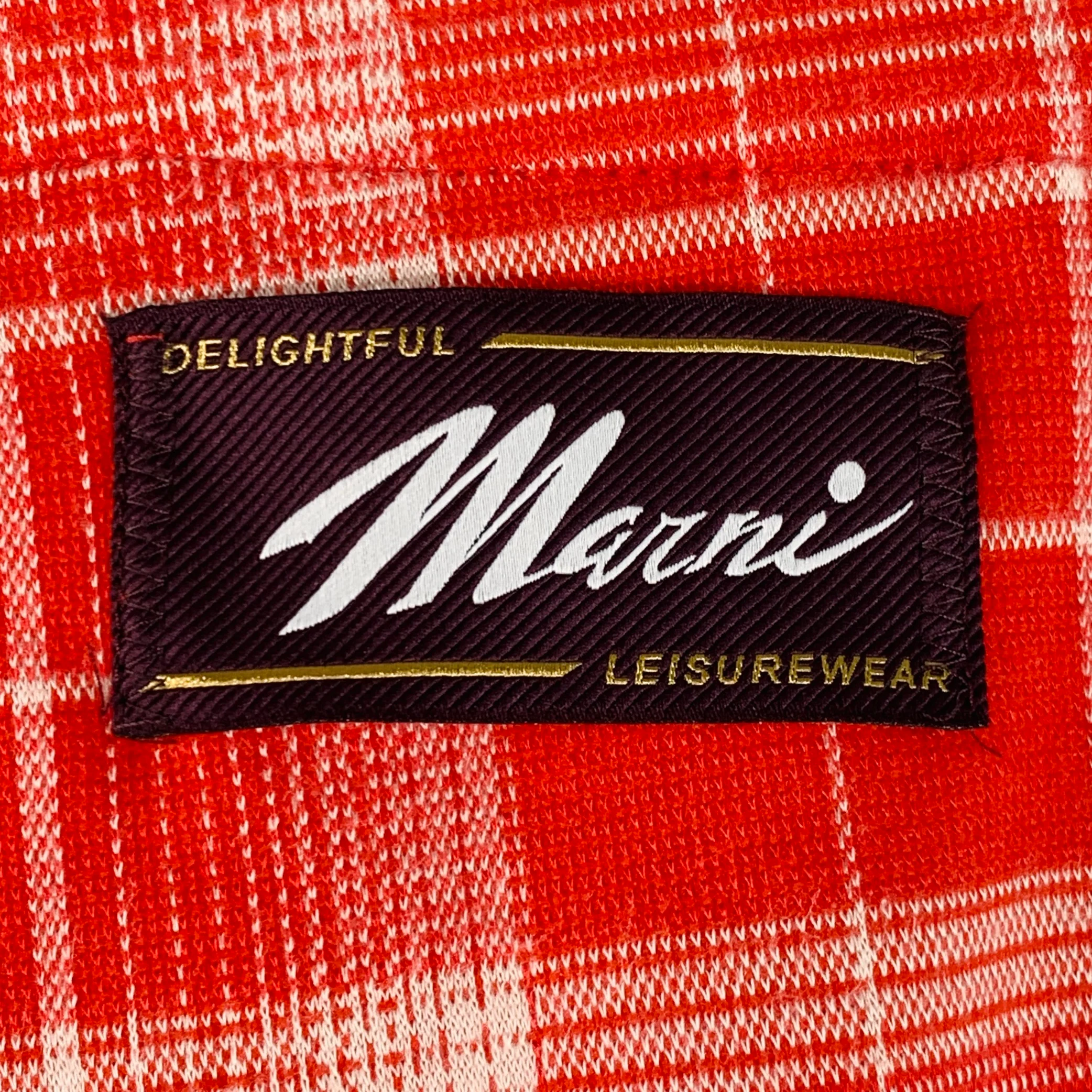 MARNI Size 34 Red White Plaid Viscose Blend Drawstring Casual Pants - Image 3