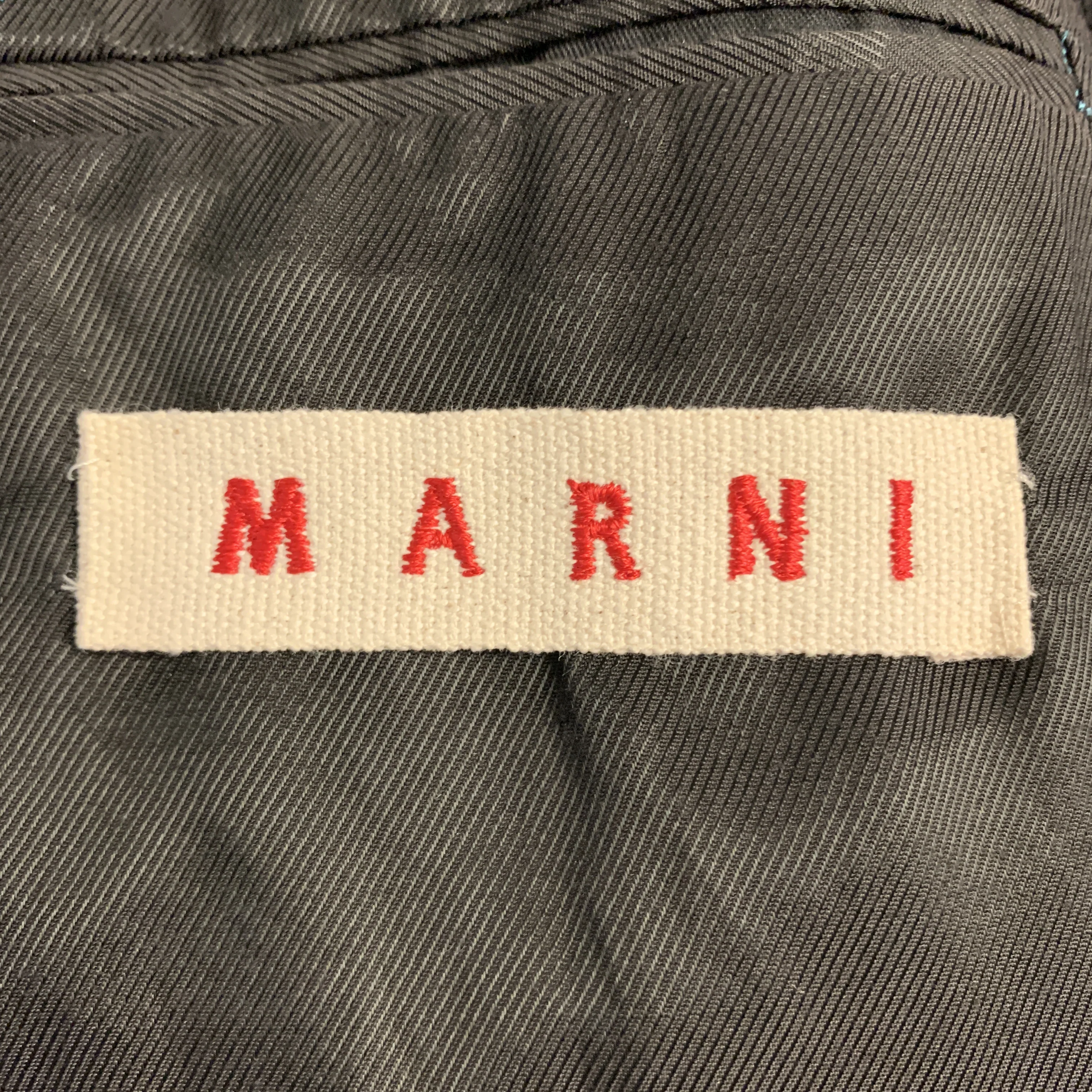MARNI Size 38 Teal Wool Notch Lapel Sport Coat - Image 7