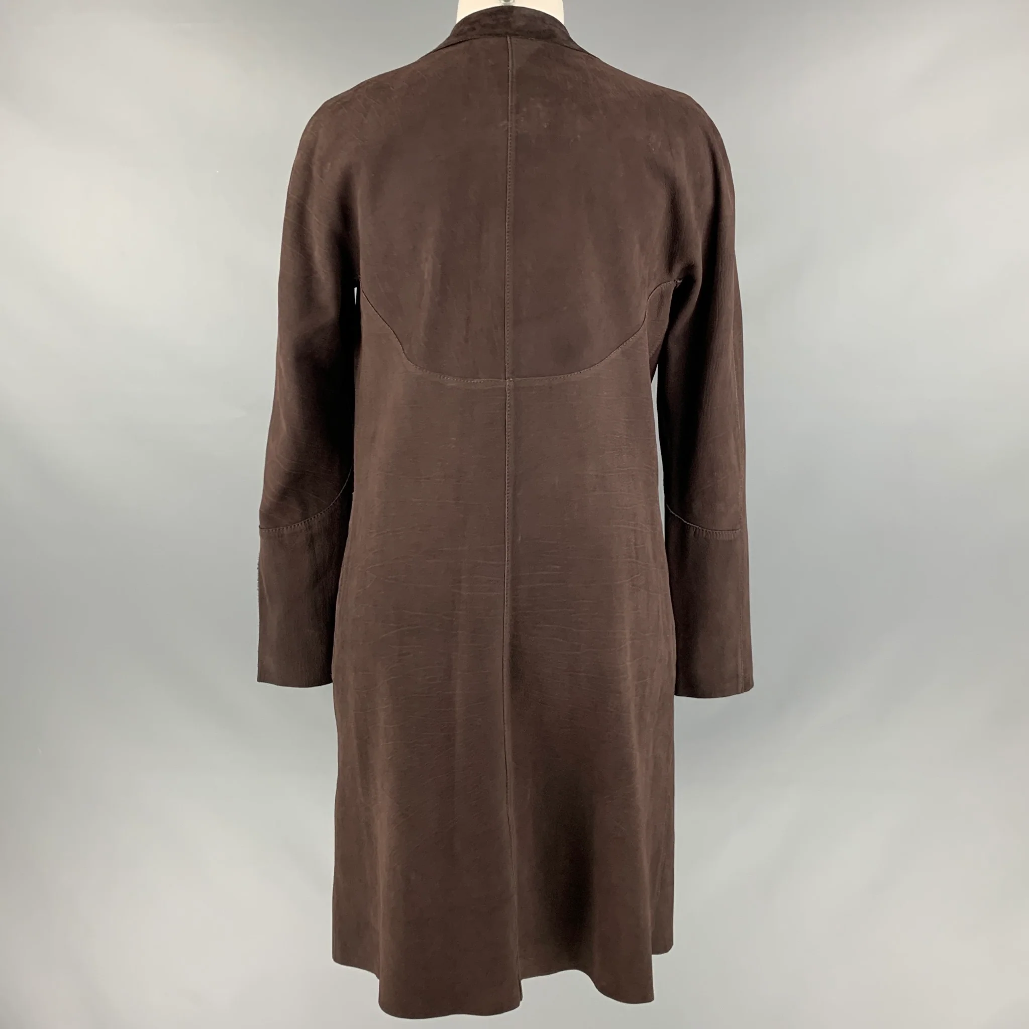 MARNI Size 4 Brown Suede Open Front Coat - Image 4