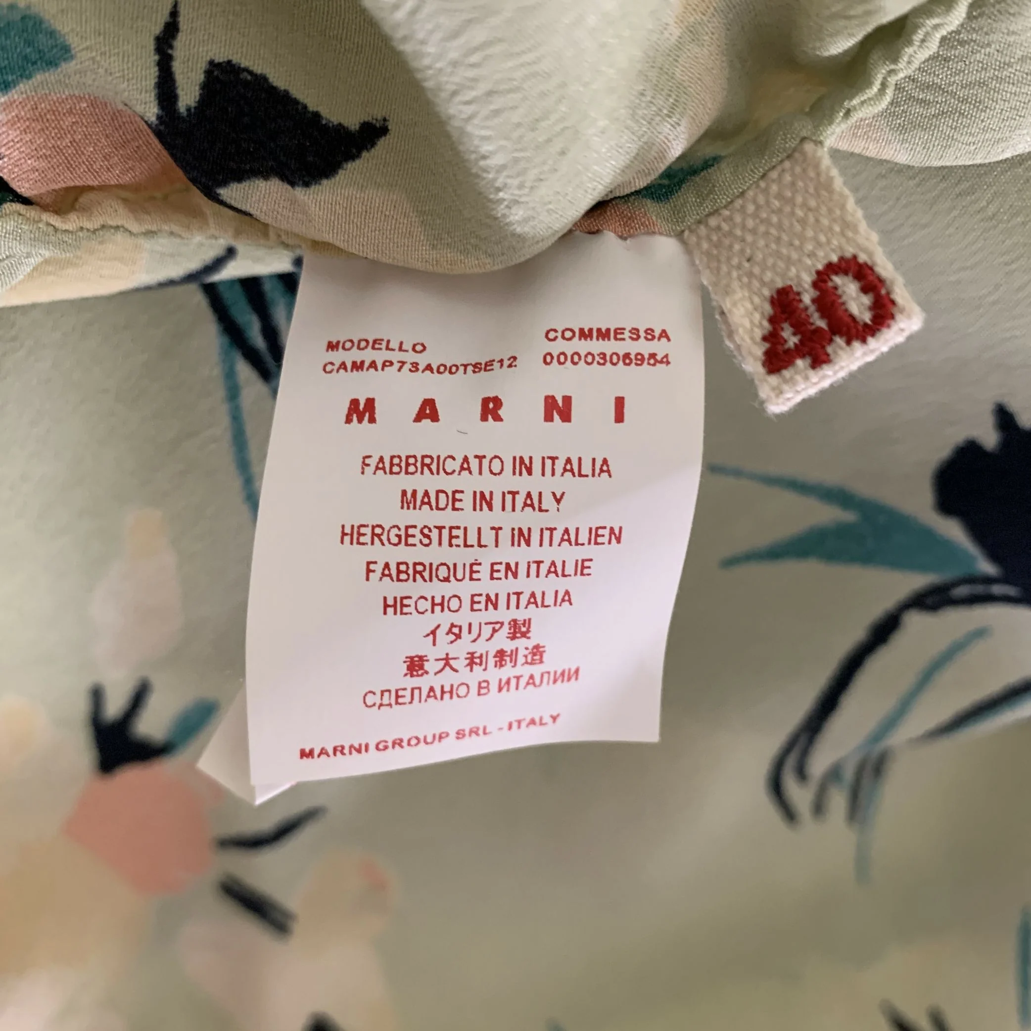 MARNI Size 4 Green Silk Floral Blouse - Image 6