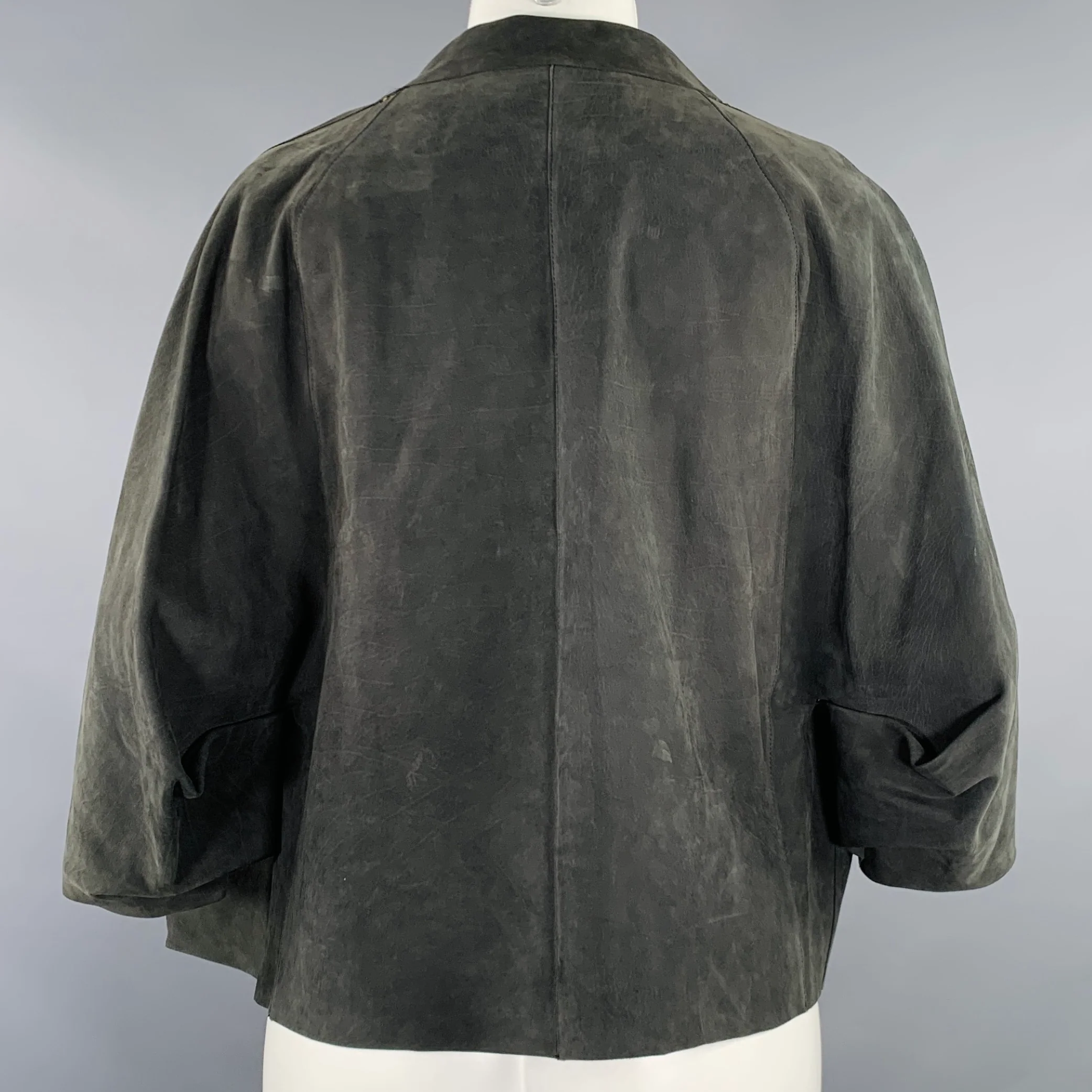 MARNI Size 4 Grey Charcoal Suede Cropped Jacket - Image 3
