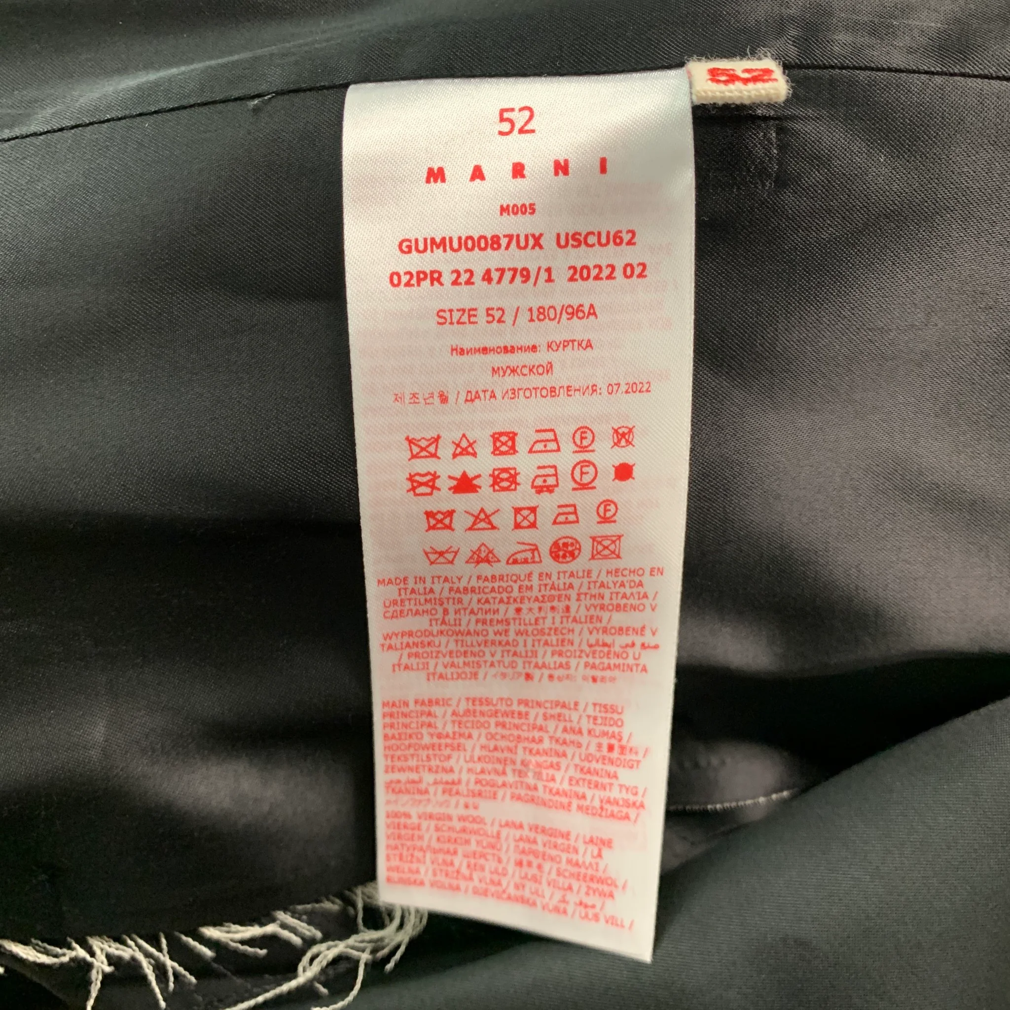 MARNI Size 42 Black Distressed Wool Notch Lapel Sport Coat - Image 10