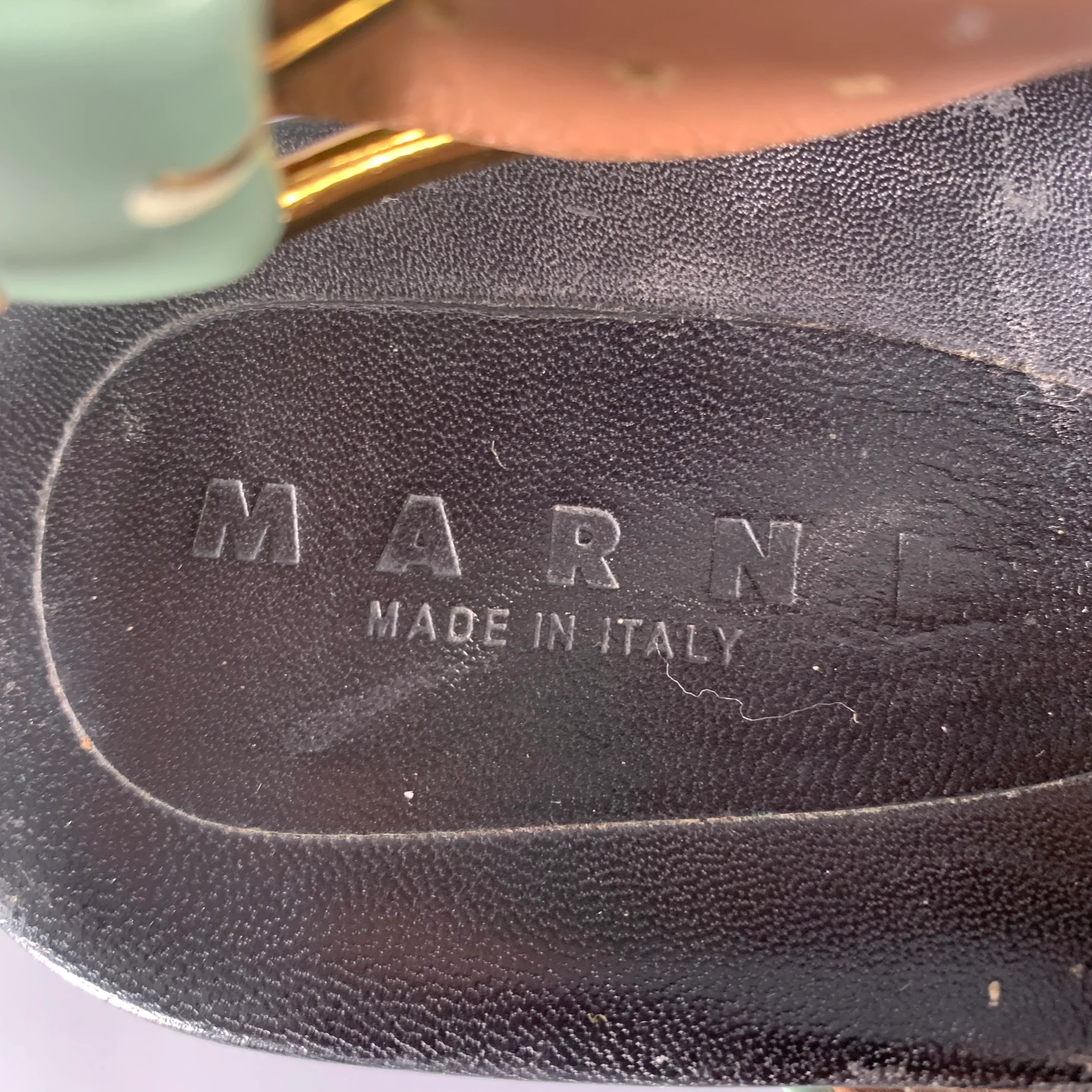 MARNI Size 7 Green Black Strap Chunky Sole Sandals - Image 7