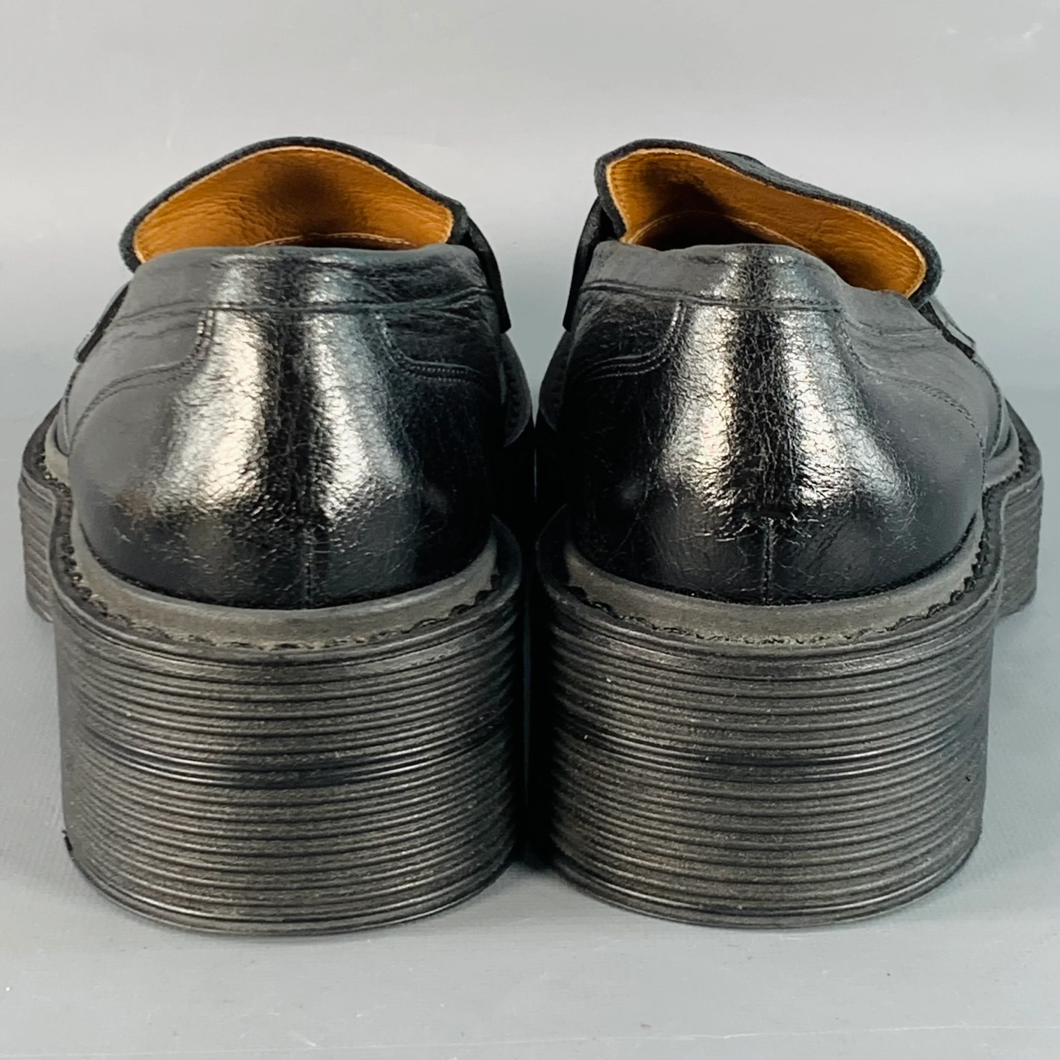 MARNI Size 9 Black Leather Platform Penny Loafer Flats - Image 3