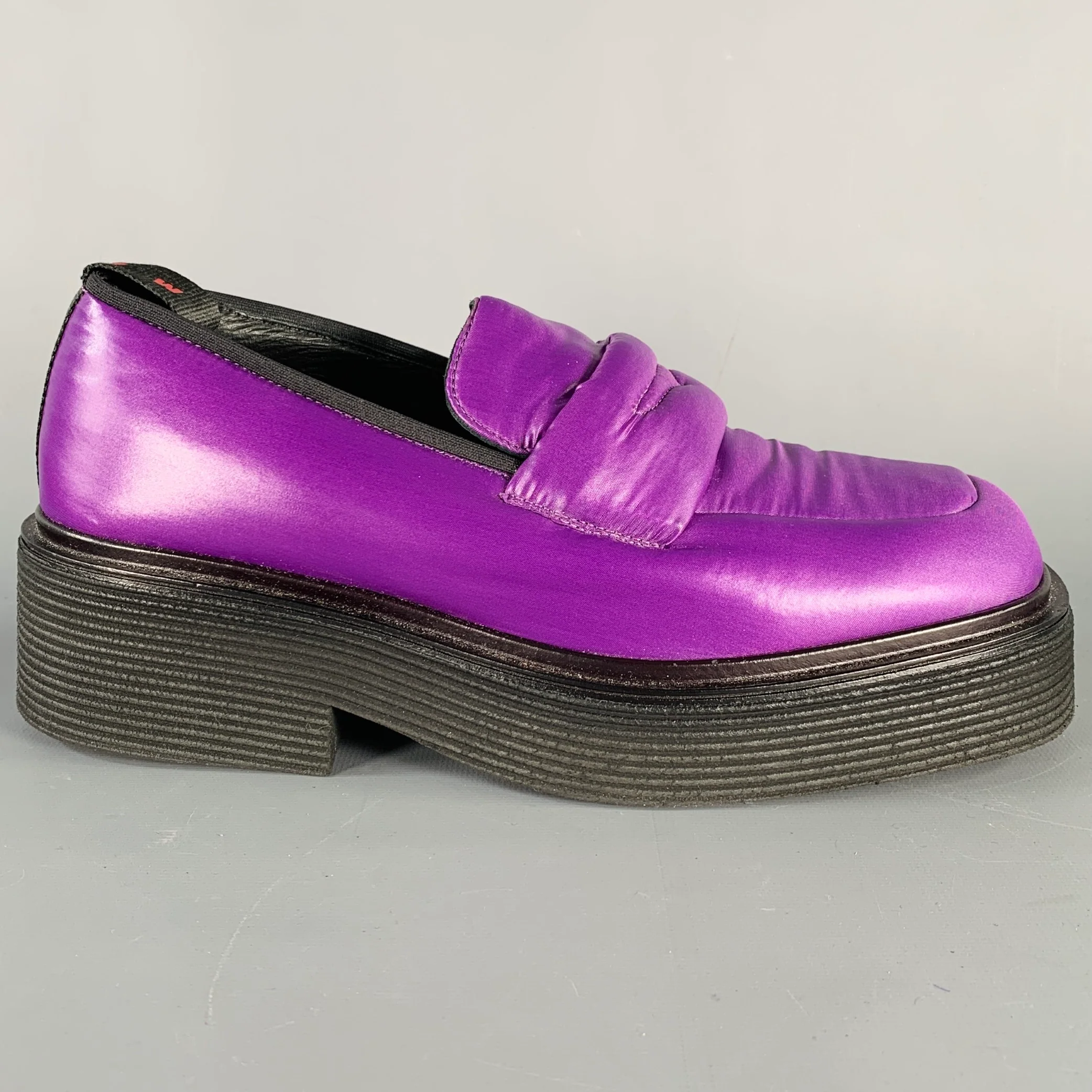 MARNI Size 9 Purple Black Techno Padded Platform Loafer Flats - Image 2