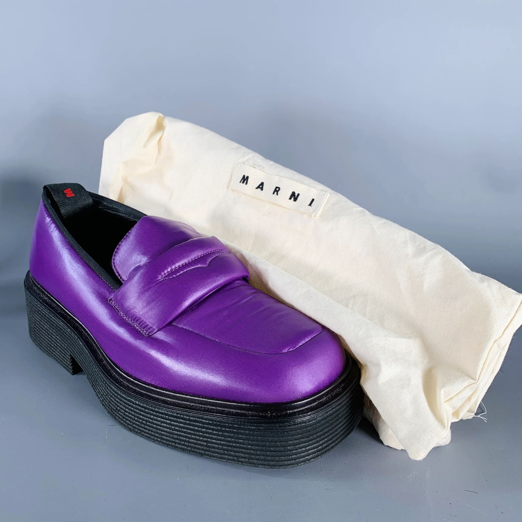 MARNI Size 9 Purple Black Techno Padded Platform Loafer Flats - Image 9