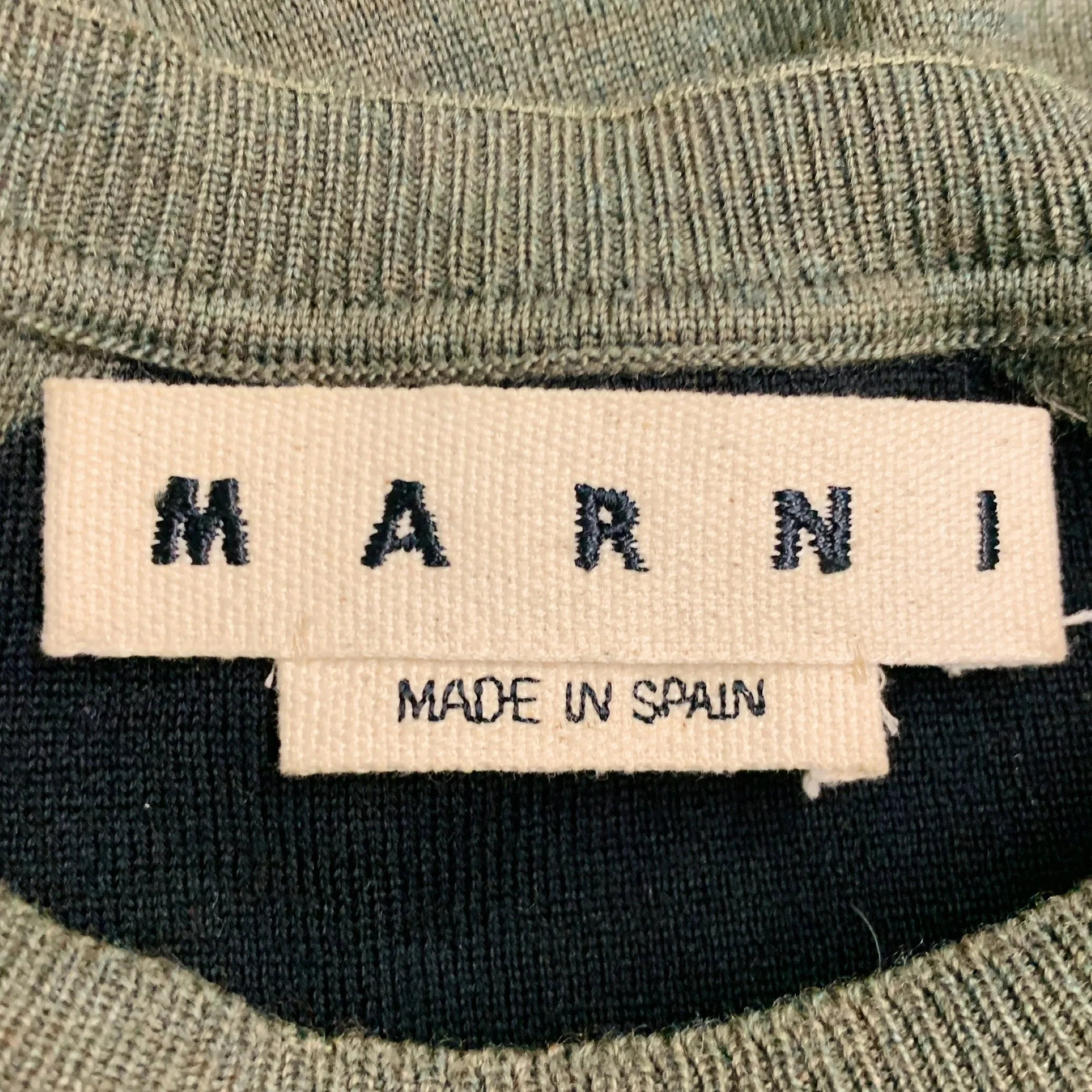 MARNI Size L Green Black Color Block Crew Neck Pullover - Image 6