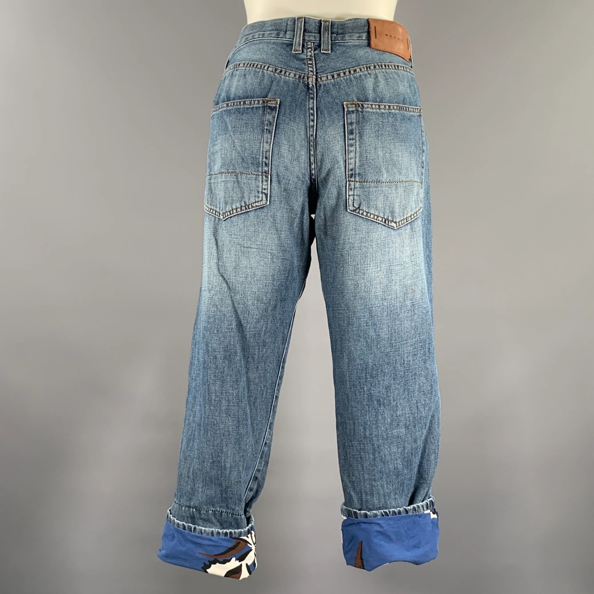 MARNI Size M Blue Brown Cotton Linen Casual Pants - Image 4