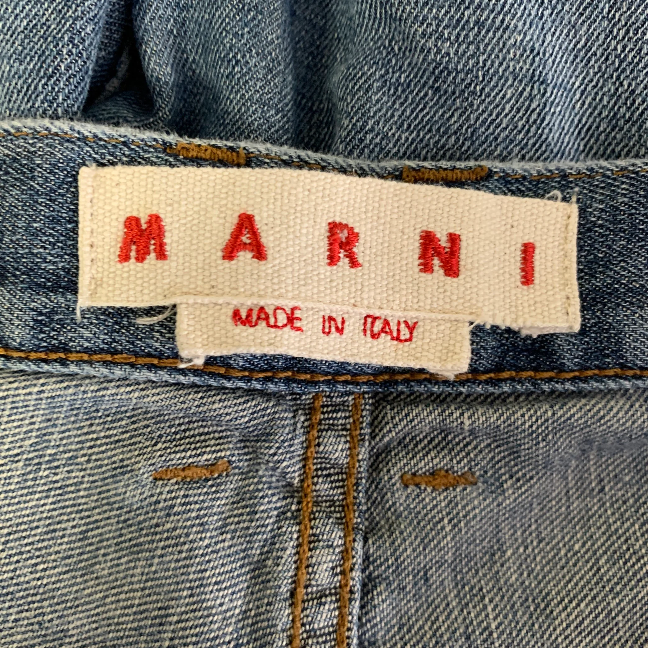 MARNI Size M Blue Brown Cotton Linen Casual Pants - Image 5