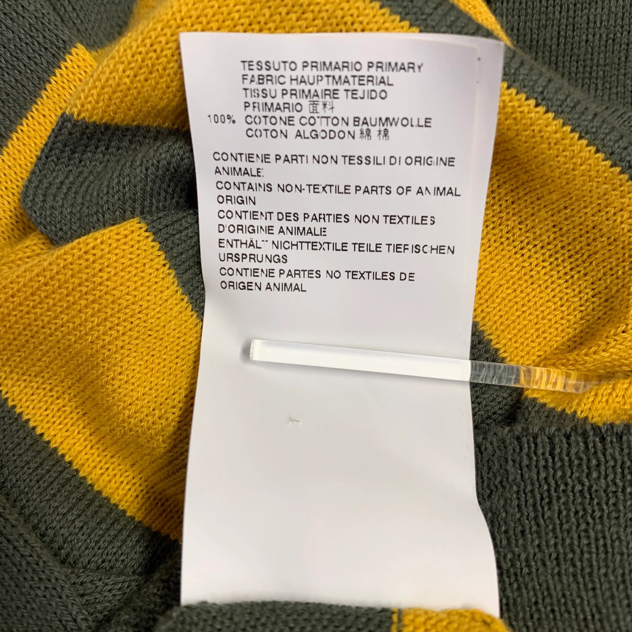 MARNI Size M Green Yellow Stripe Cotton V-Neck Cardigan - Image 8