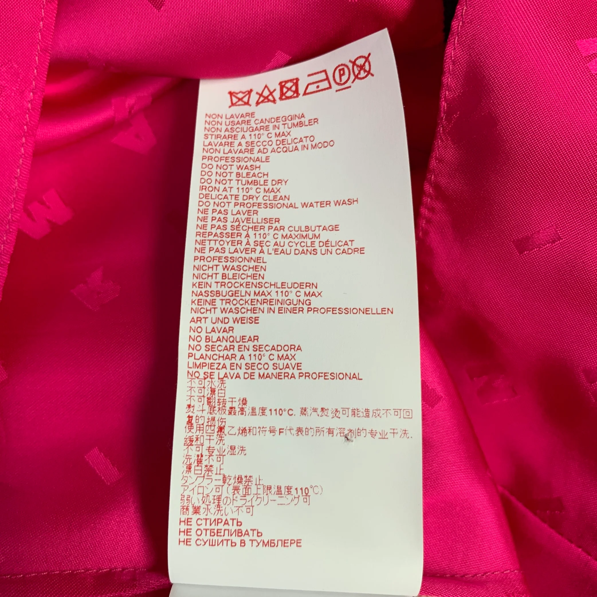 MARNI Size M Pink Fuchsia Monogram Viscose Nehru Collar Long Sleeve Shirt - Image 6