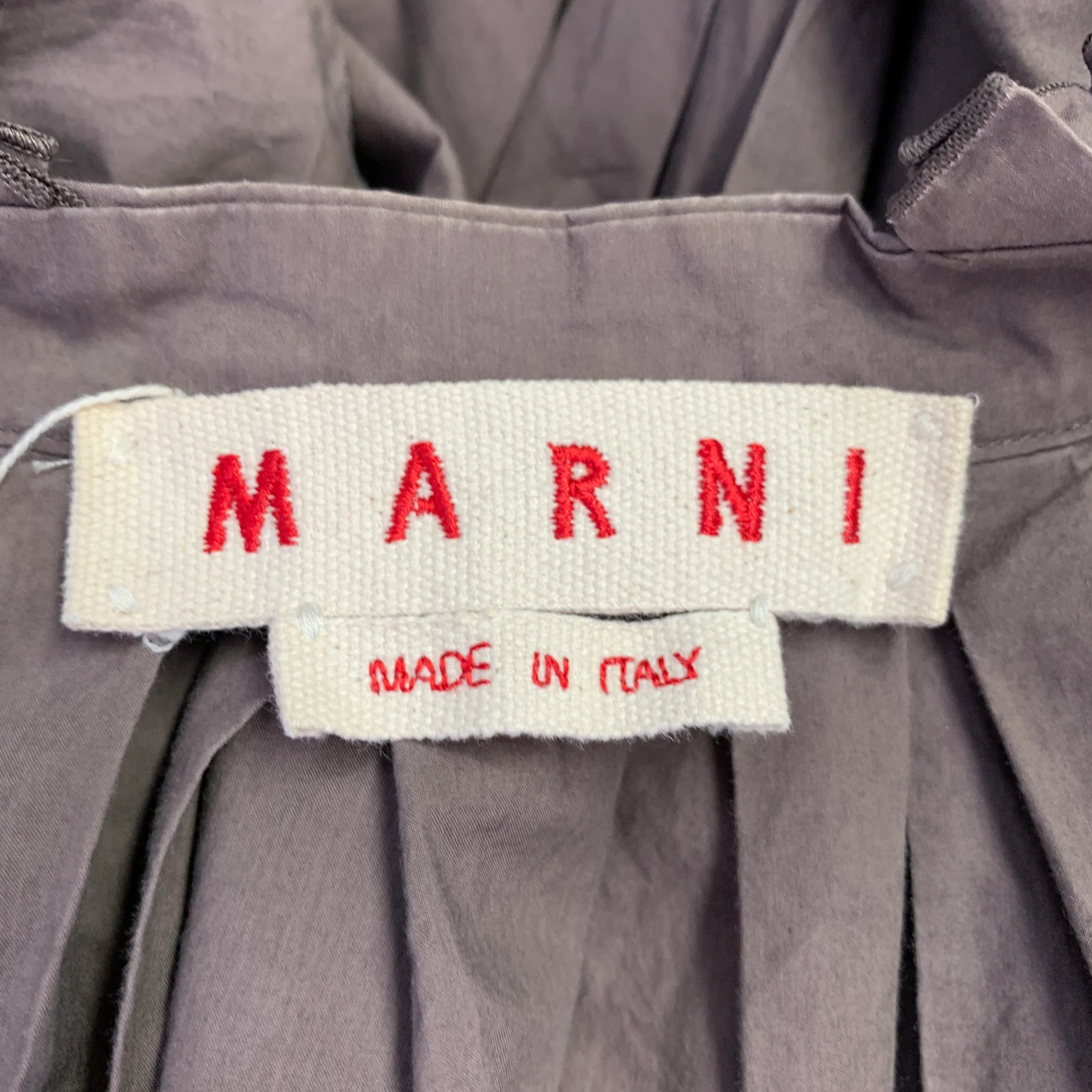 MARNI Size S Khaki Cotton Pleated Knee Length Dress - Image 5