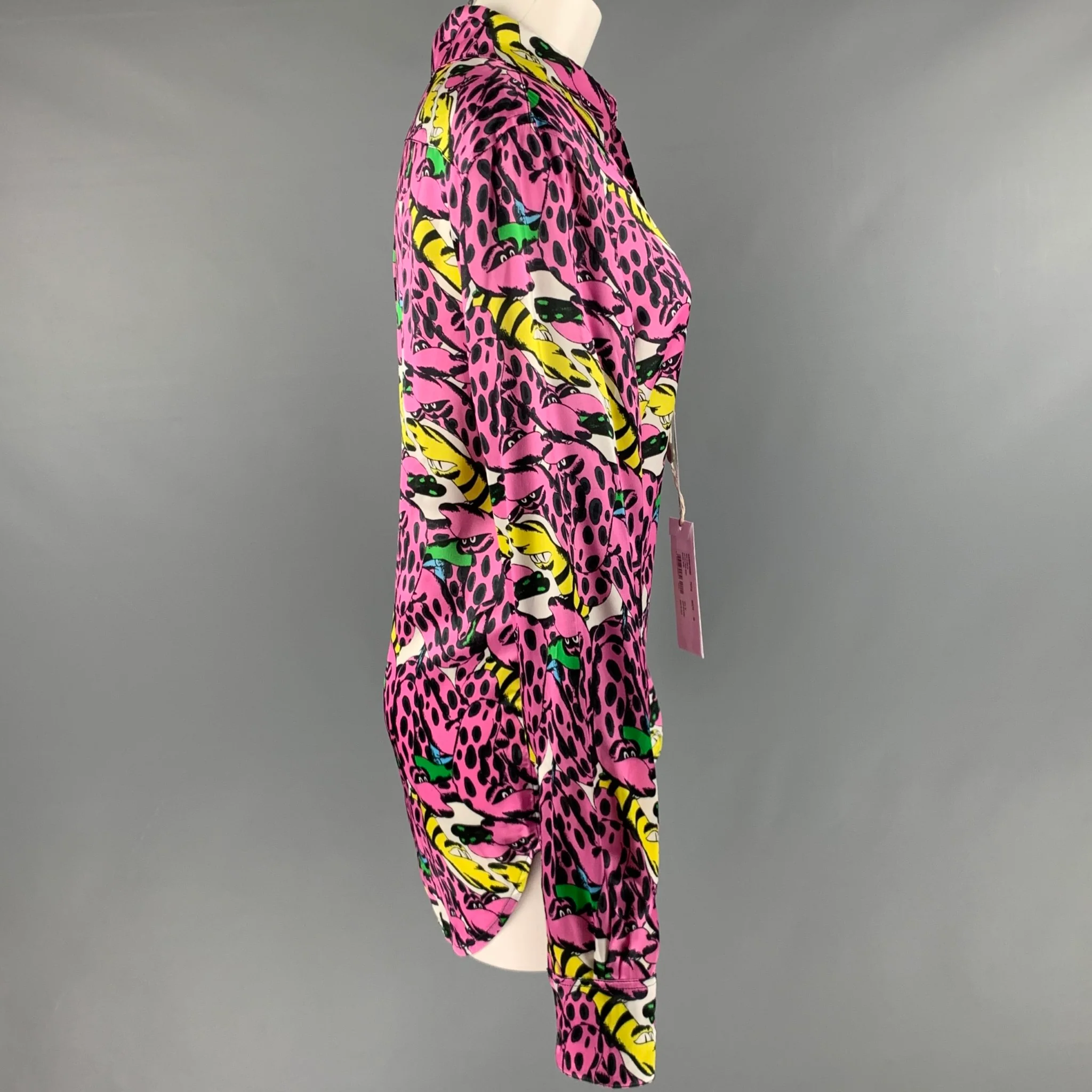 MARNI Size S Pink Multi-Color Viscose Print Button Up Shirt - Image 3
