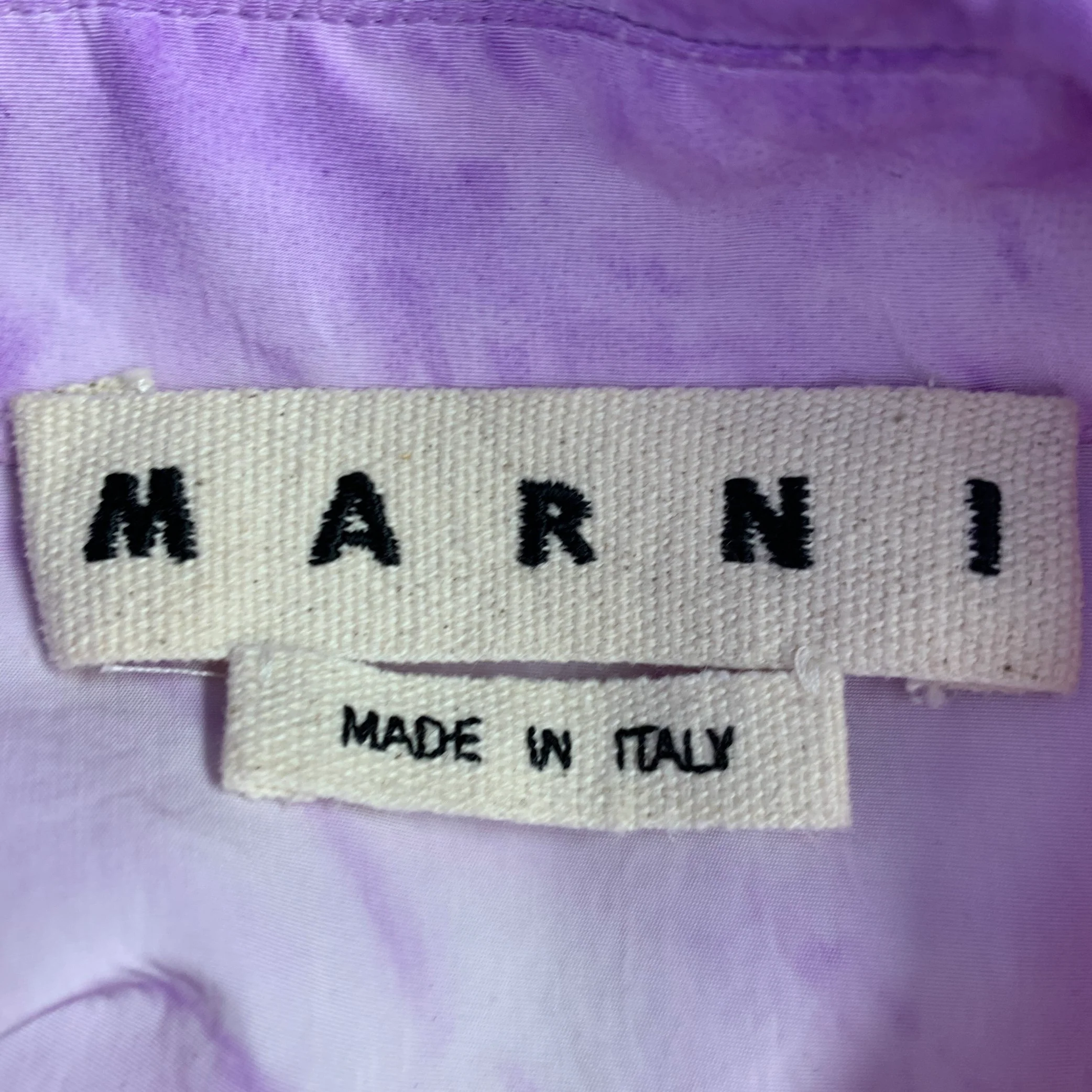 MARNI Size XS Purple Orange Tie Dye Viscose Ruffle Oversized Long Sleeve Shirt - Image 5