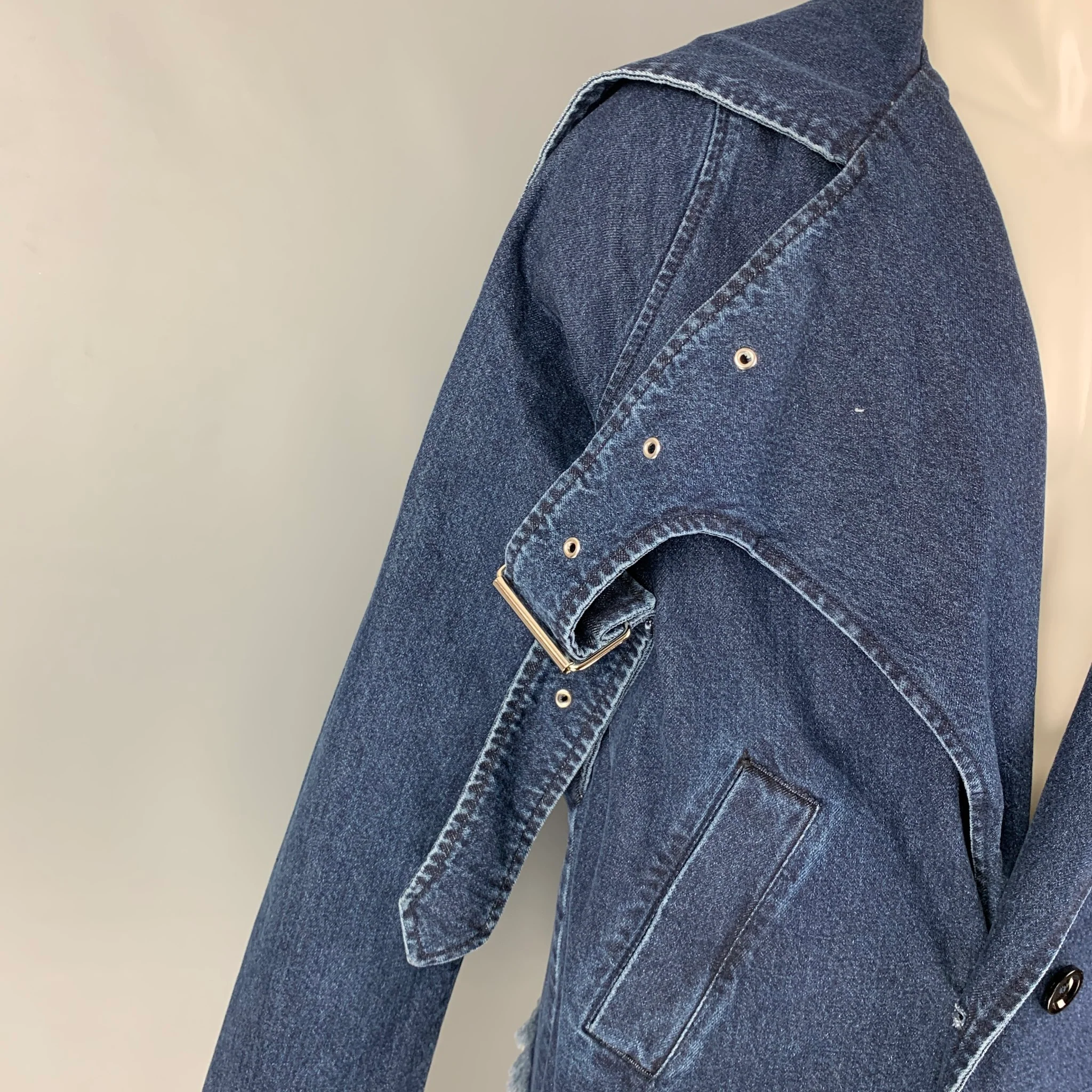 MARQUES ALMEIDA Size M Blue Denim Double Breasted Coat - Image 2