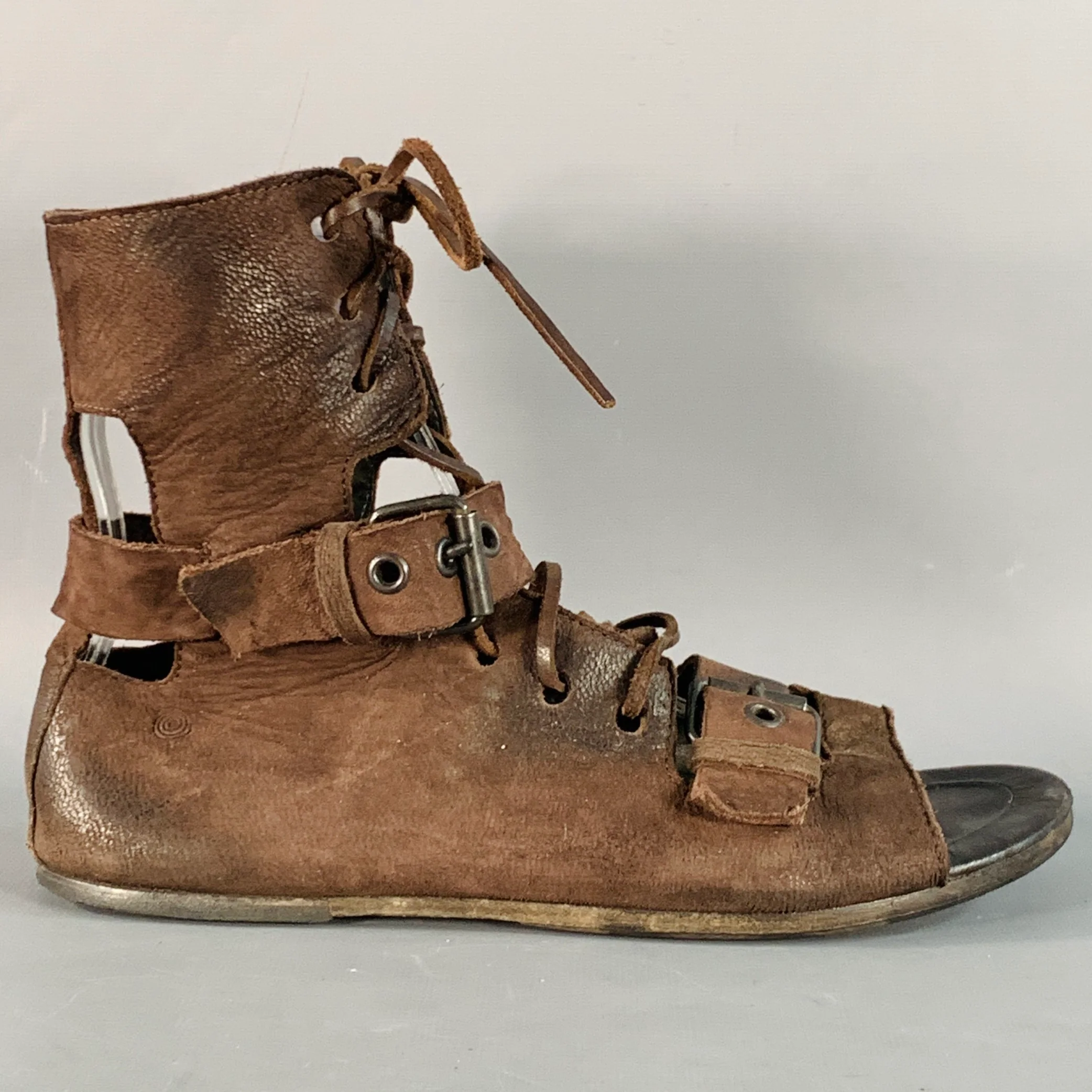 MARSELL Size 7.5 Brown Leather Gladiator Lace-Up Boots - Image 2