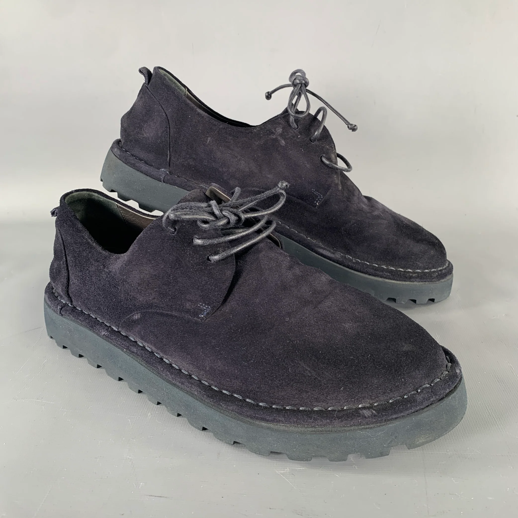MARSELL Size 9 Navy Suede Lace Up Shoes