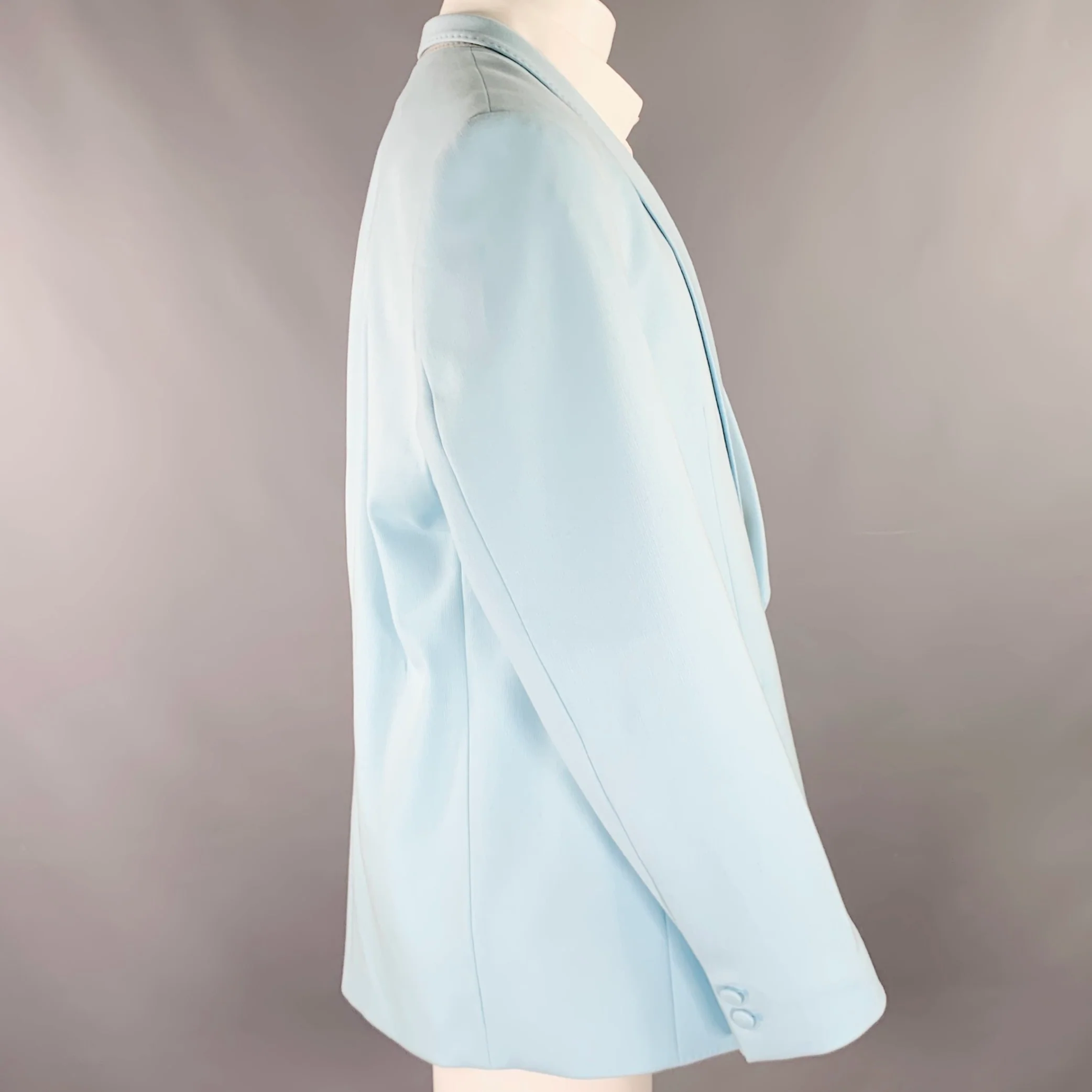 MARTIN ASBJORN Size 40 Long Light Blue Shawl Collar Sport Coat - Image 2
