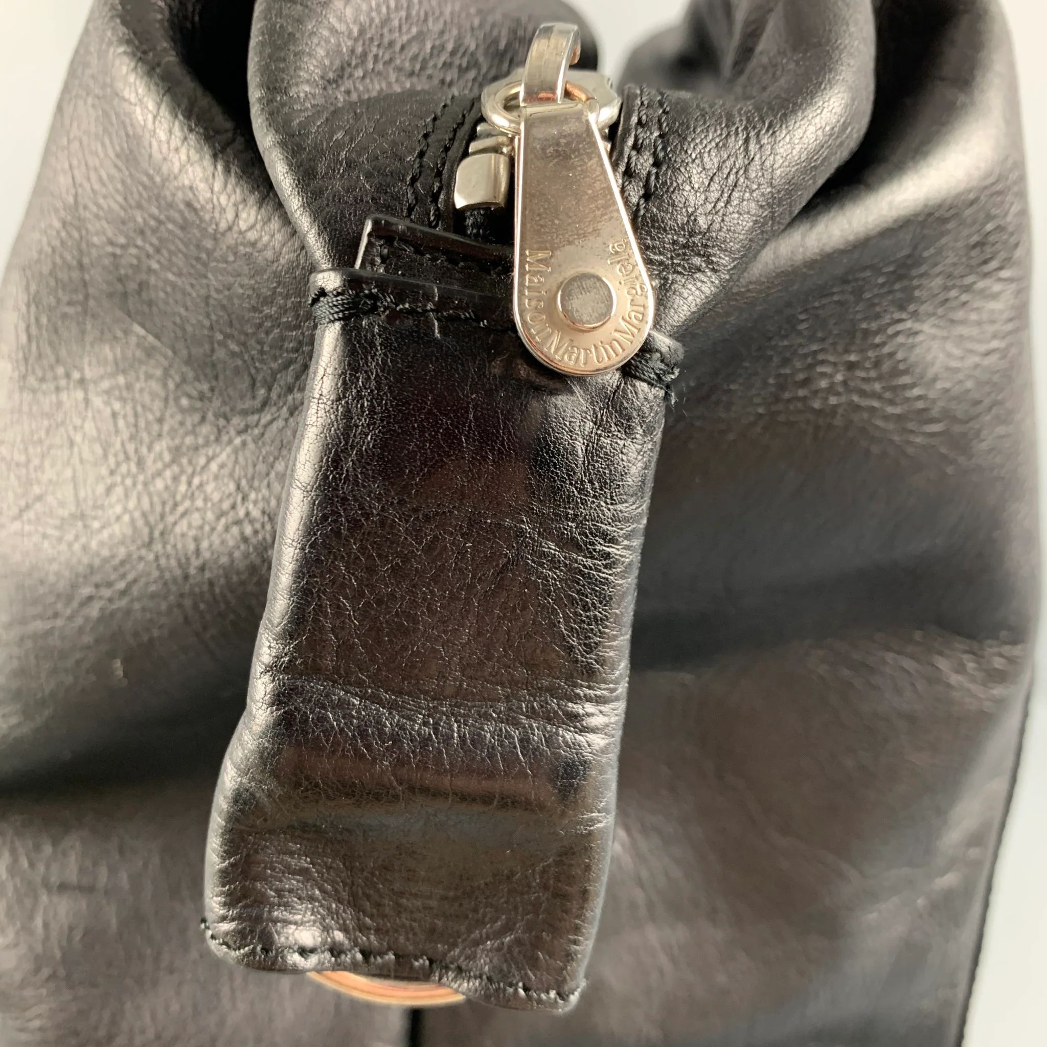 MARTIN MARGIELA Black Leather Top Handles Bags - Image 6