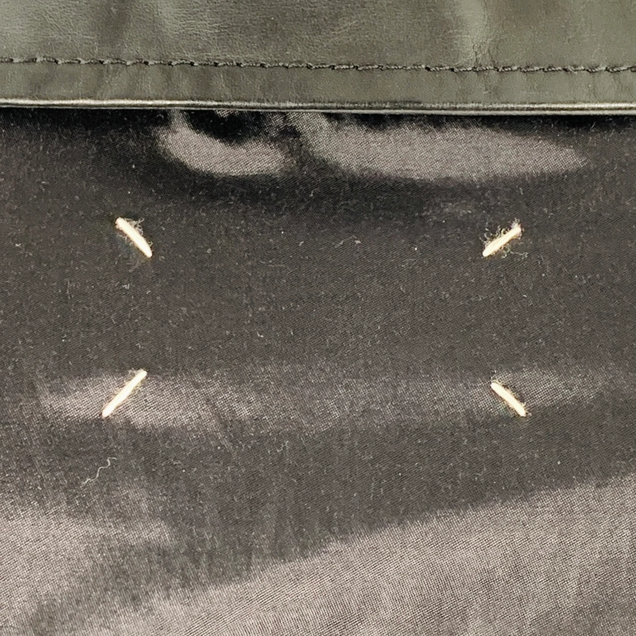 MARTIN MARGIELA Size 42 Black Mixed Materials Zip Up Shirt Jacket - Image 5