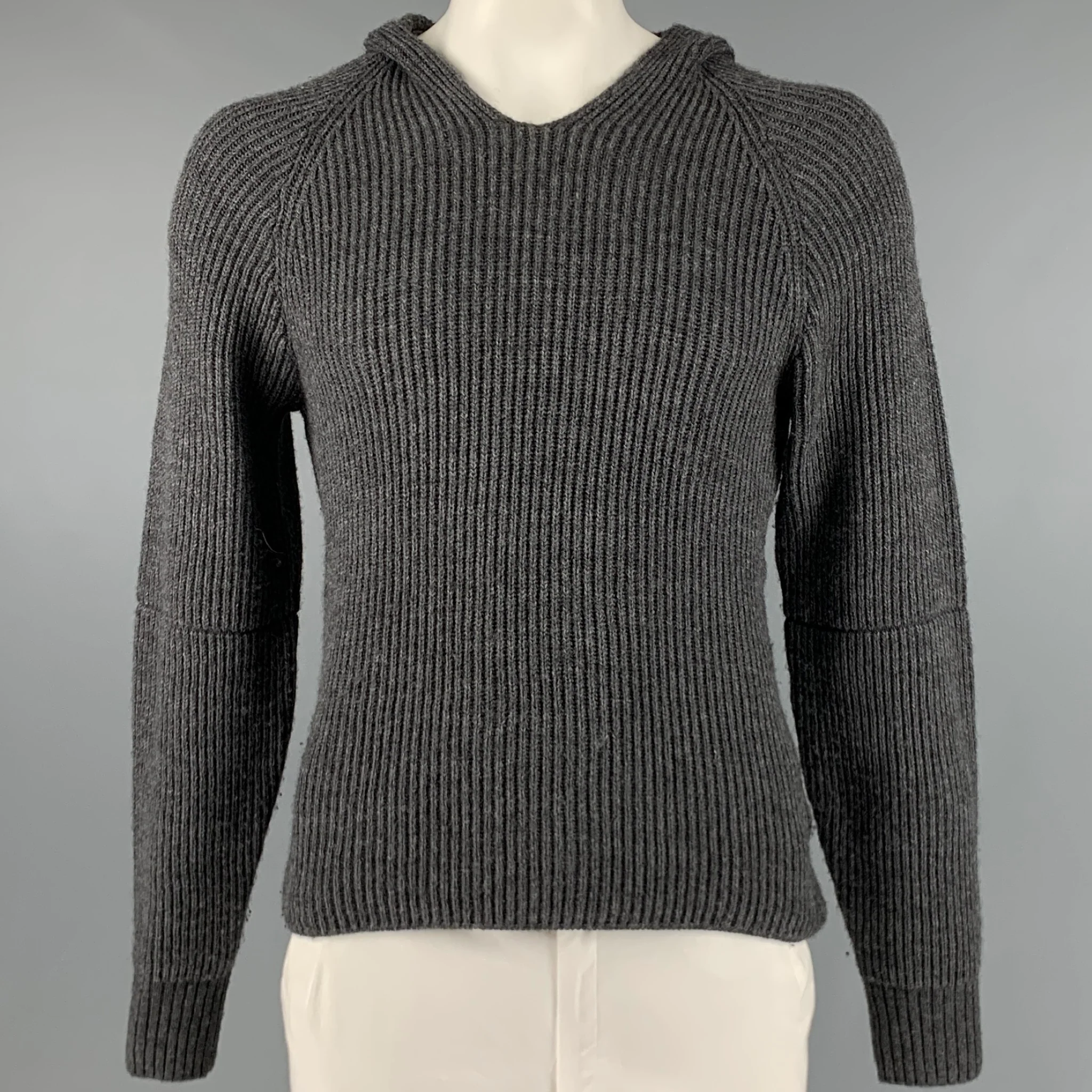 MARTIN MARGIELA Size L Grey Alpaca Blend Hooded Sweater