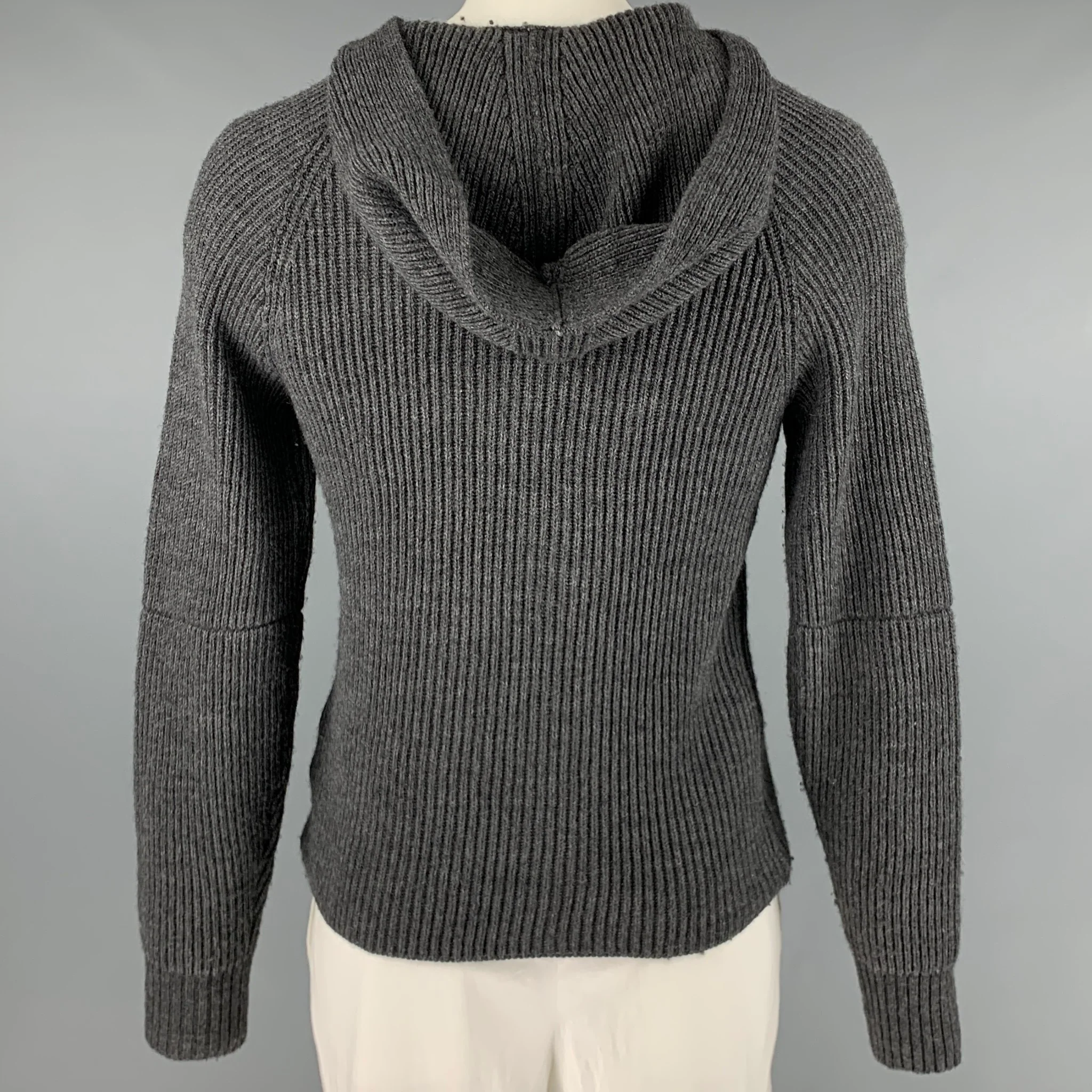 MARTIN MARGIELA Size L Grey Alpaca Blend Hooded Sweater - Image 3